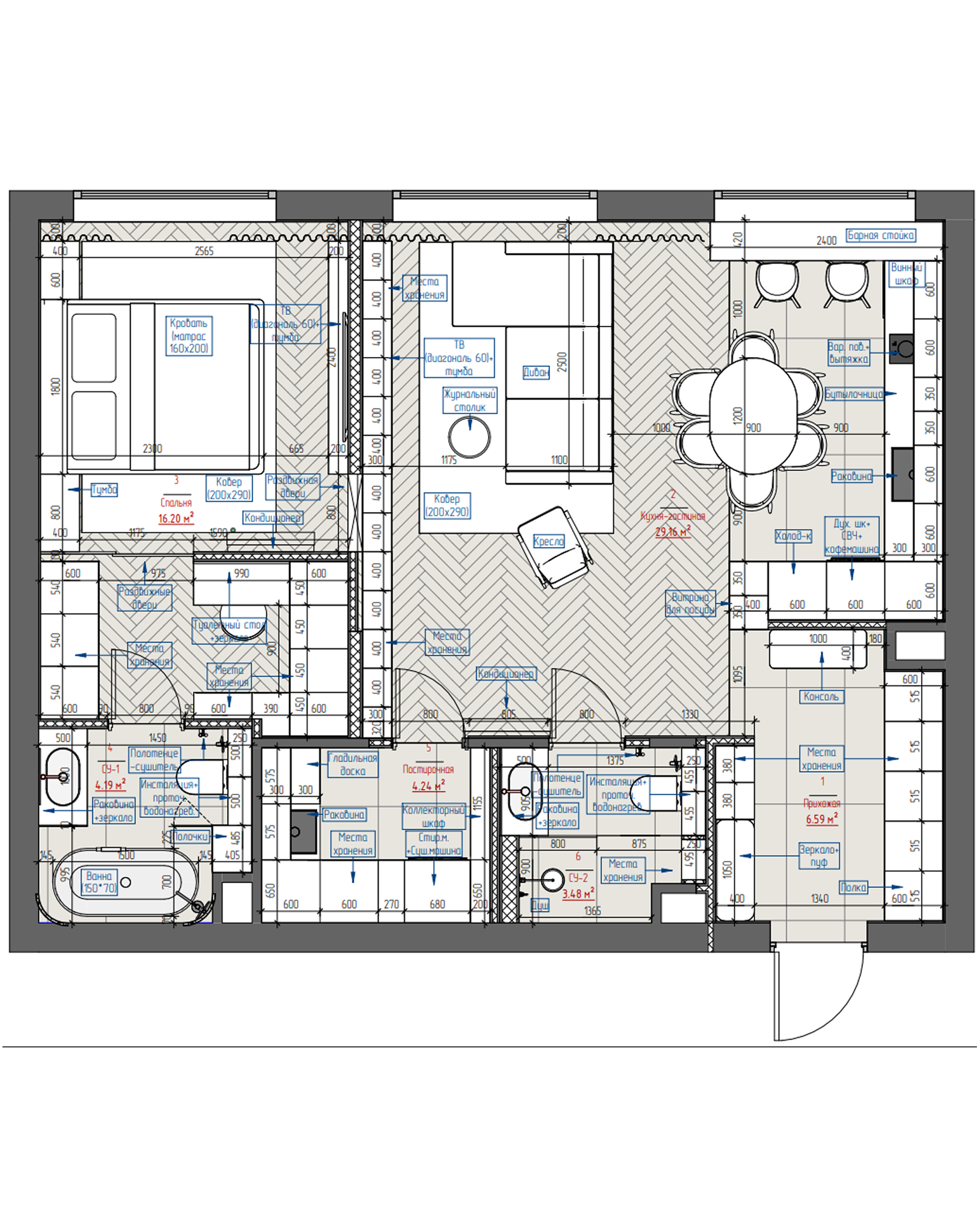 ЖК Петровский парк II, квартира 65м²