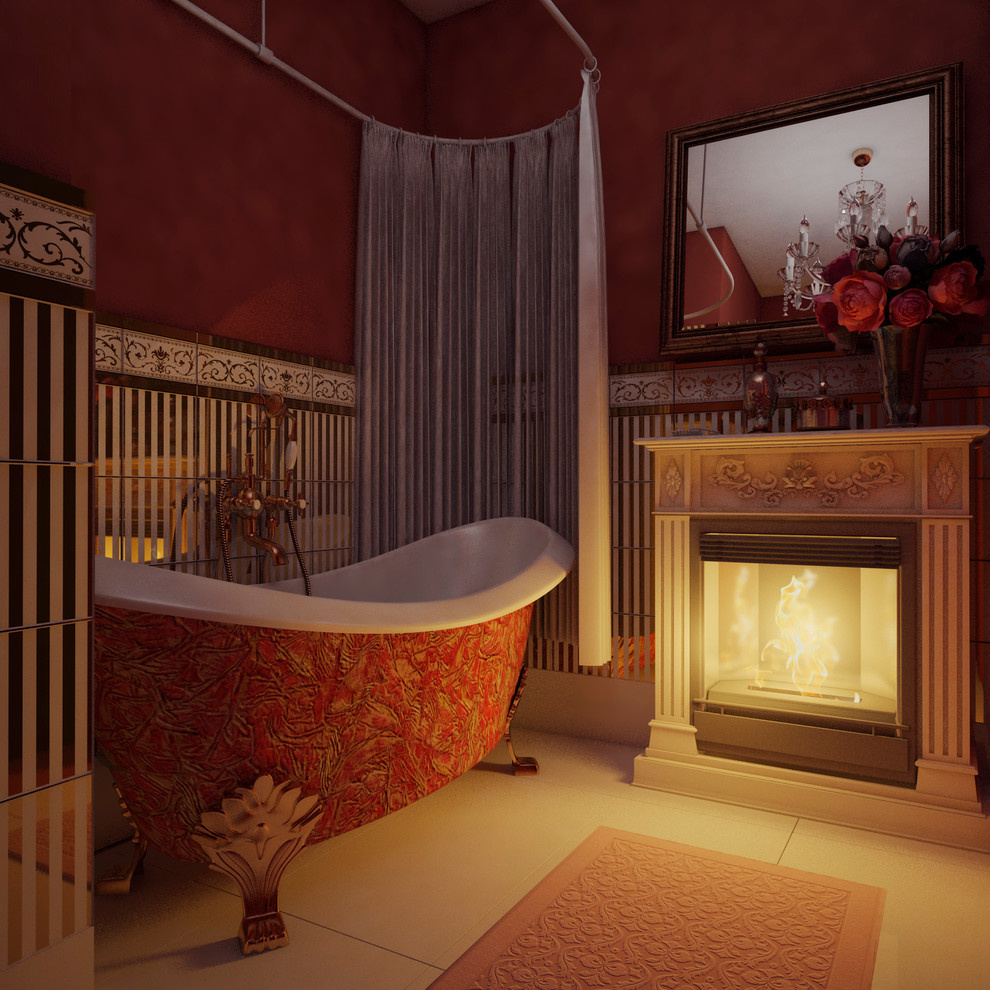 Fire place in bathroom