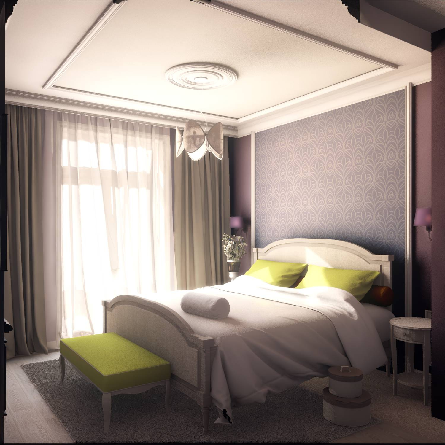 Transitional living room and bedroom