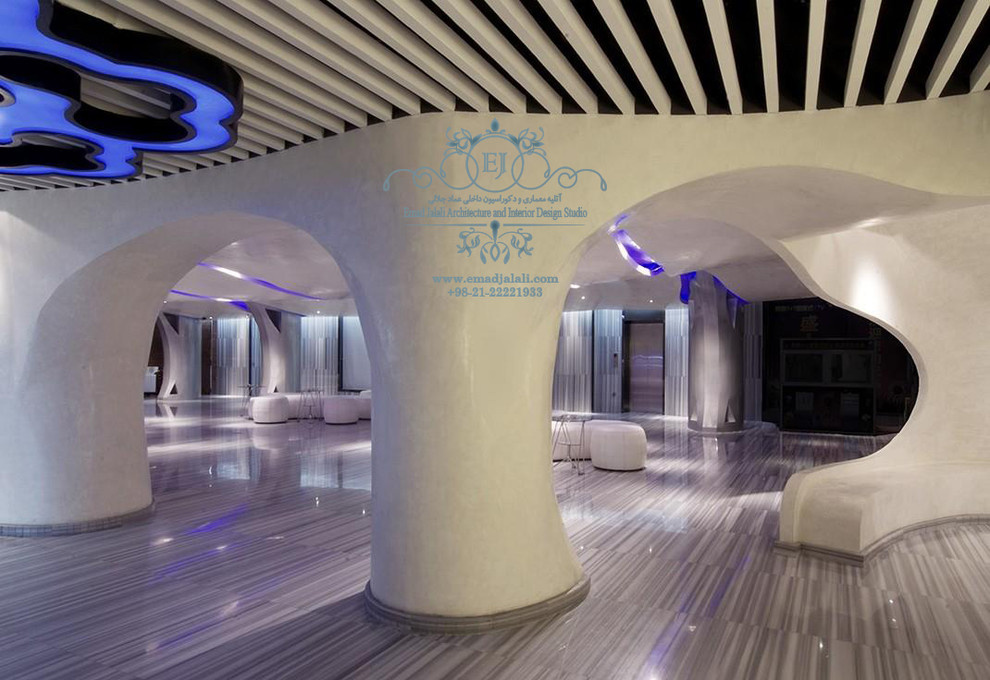 3D sketch modern apartment hall in tehran
