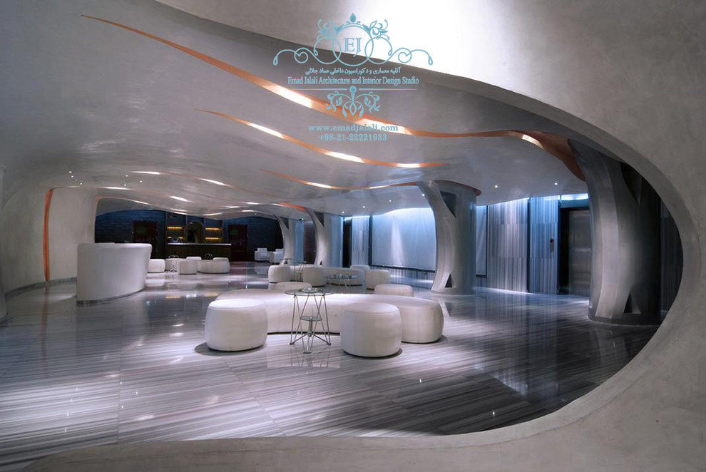 3D sketch modern apartment hall in tehran