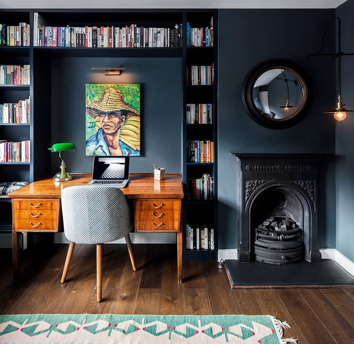 Eye-Catching Efficiency: Small Eclectic Home Offices with Colorful Panache