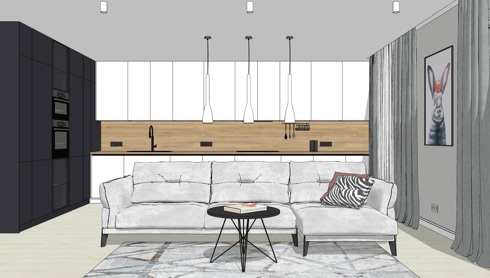 Проект квартиры в Sketchup для семьи с двумя детьми. На стадии реализации.