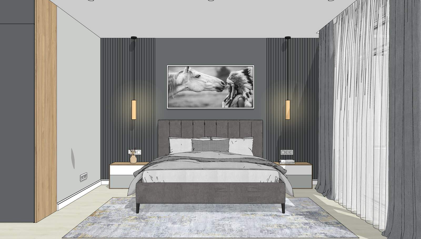 Проект квартиры в Sketchup для семьи с двумя детьми. На стадии реализации.
