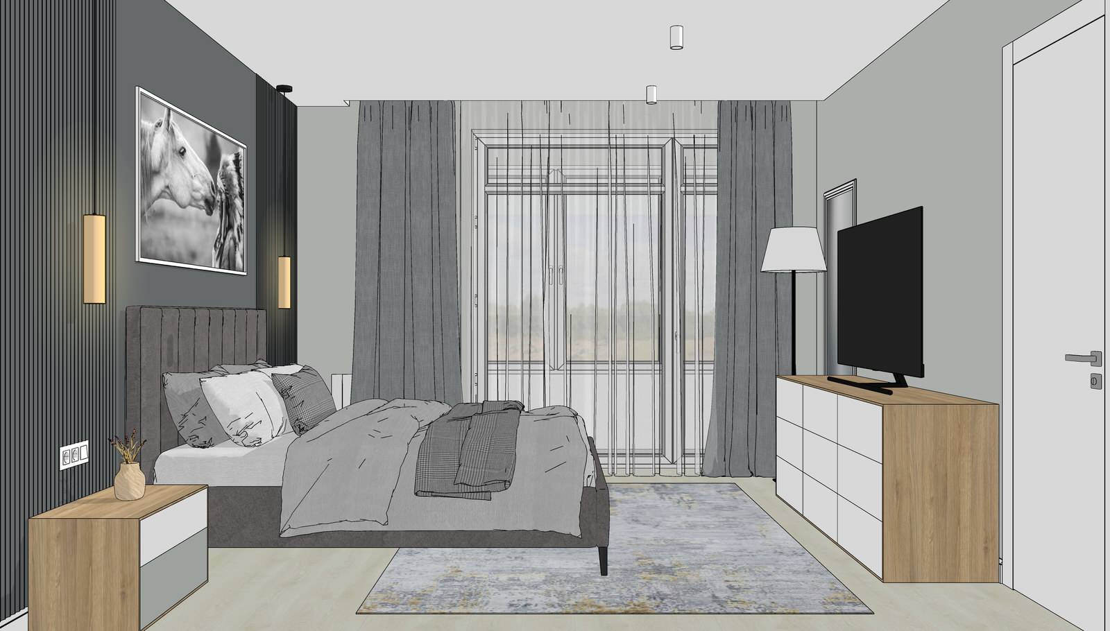 Проект квартиры в Sketchup для семьи с двумя детьми. На стадии реализации.