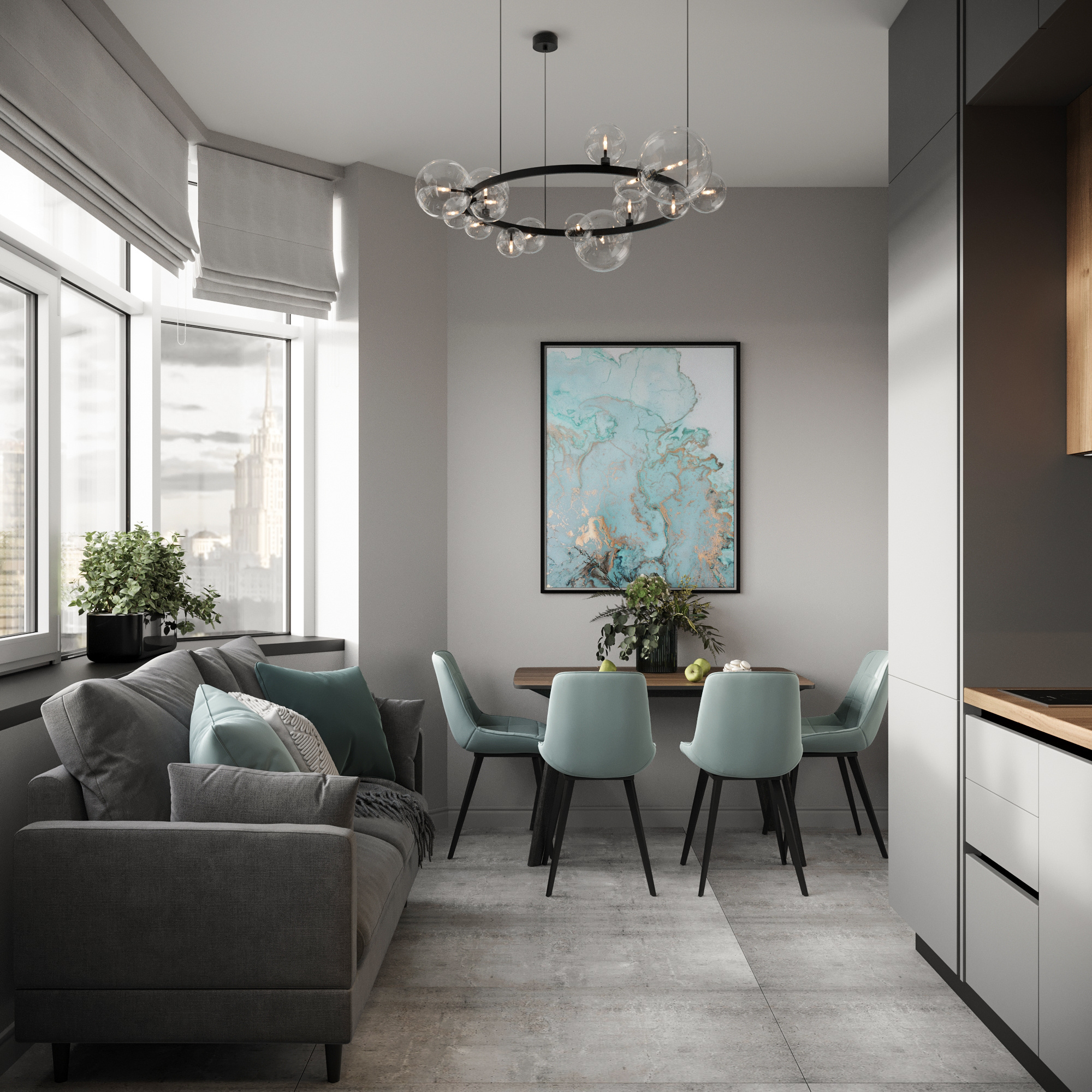 Современный стиль ЖК Резиденция 37,3 м²