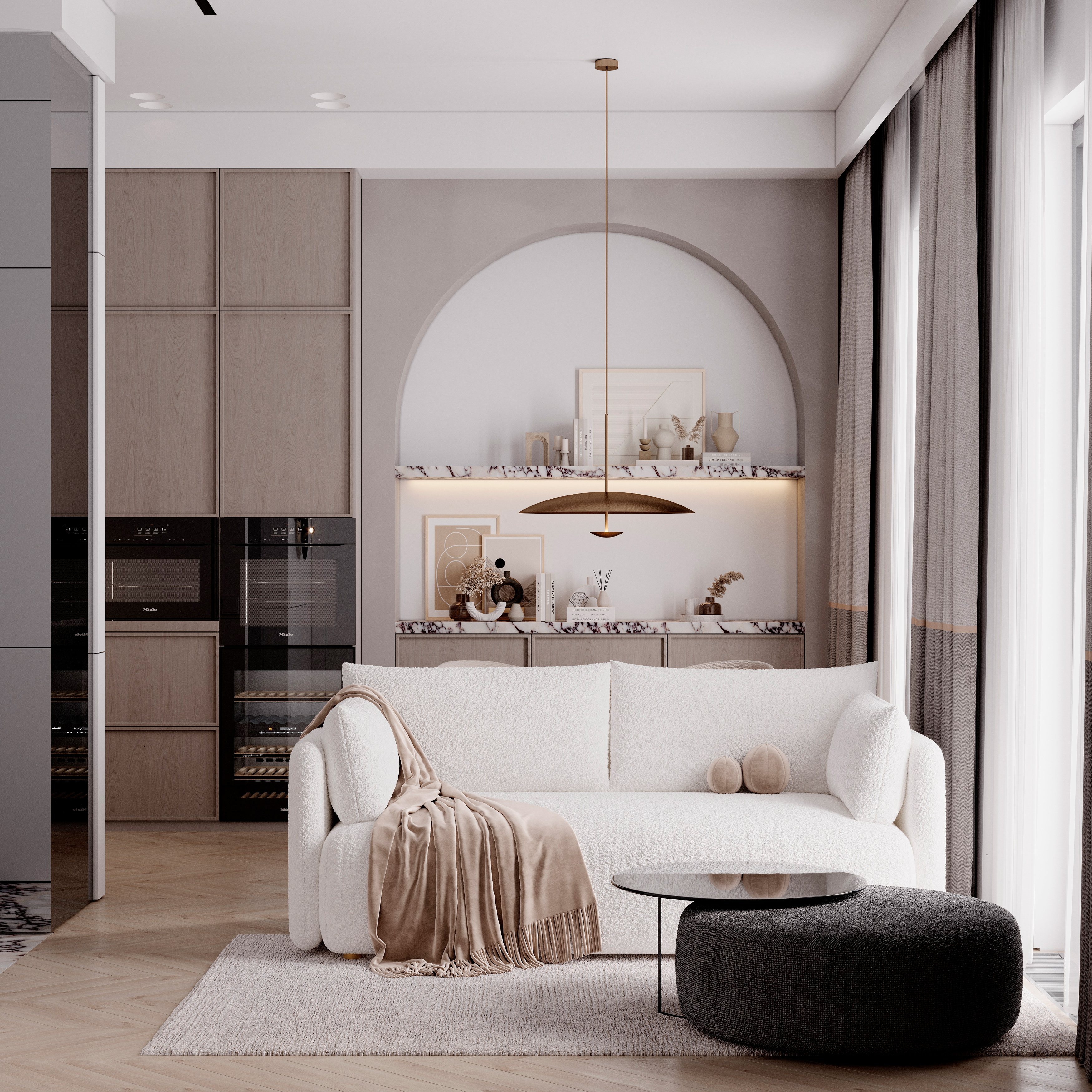 современным тёплым минимализмом — Warm / Soft Minimalism, с примесью Japandi и Quiet Luxury