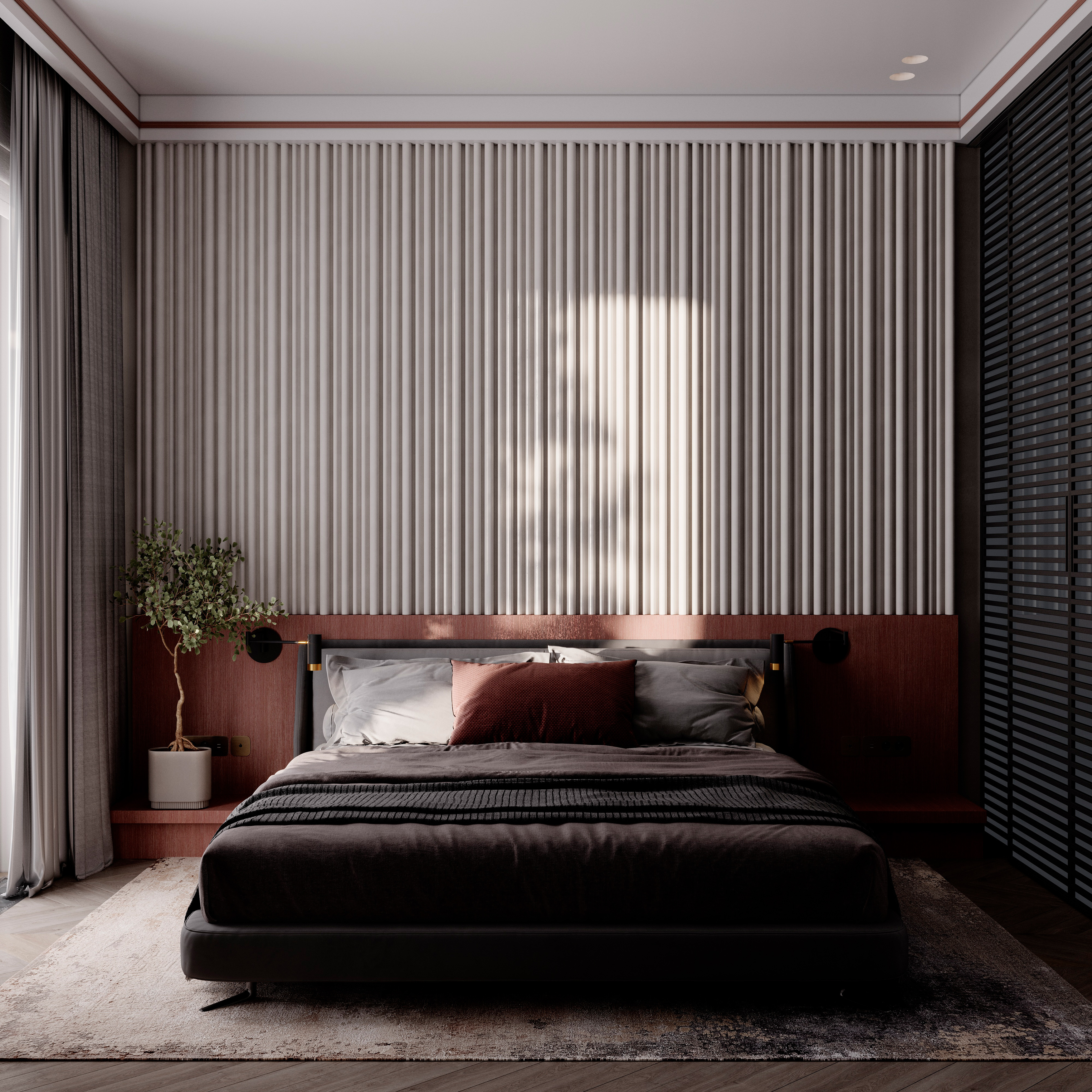современный минимализм с элементами mid-century modern и soft contemporary.