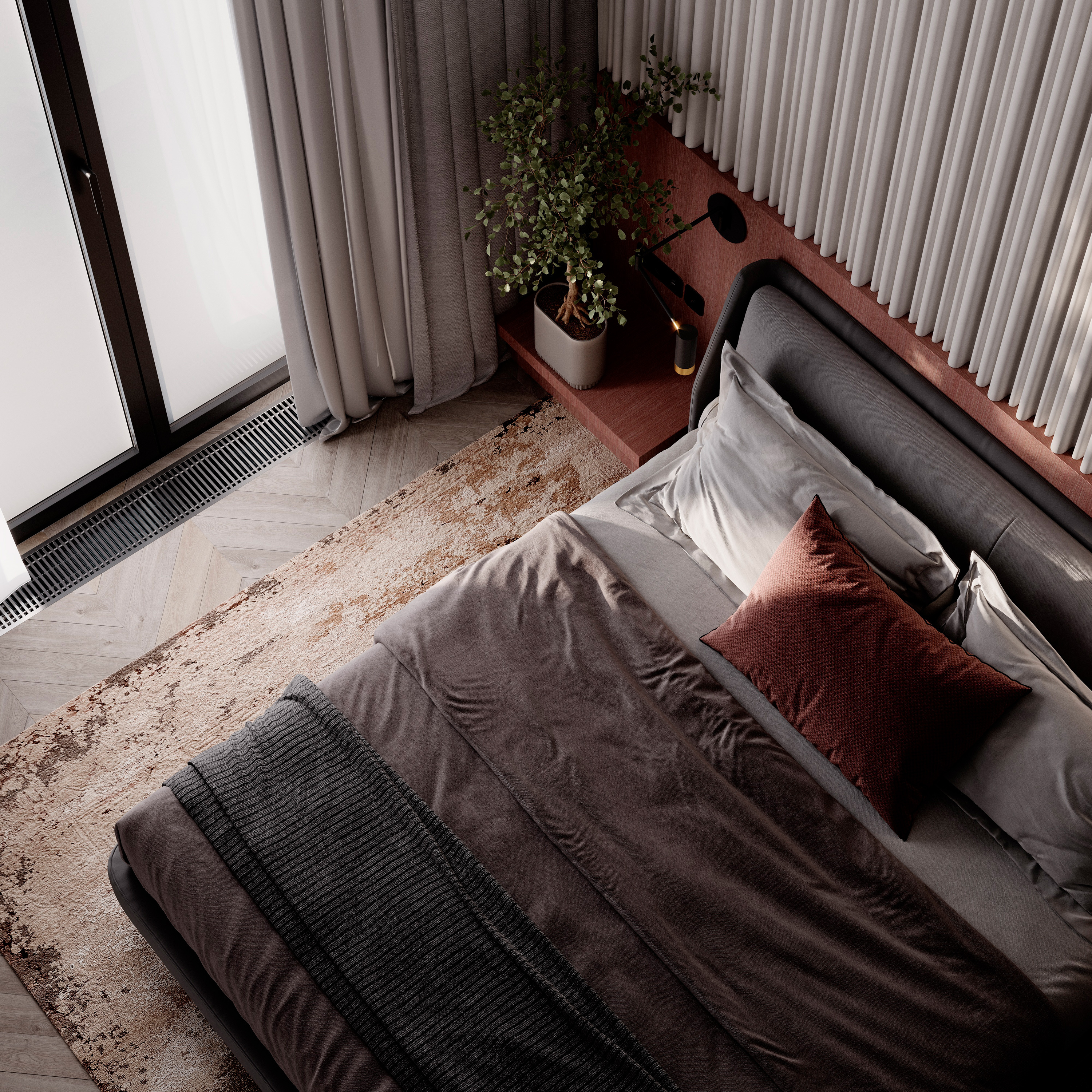 современный минимализм с элементами mid-century modern и soft contemporary.