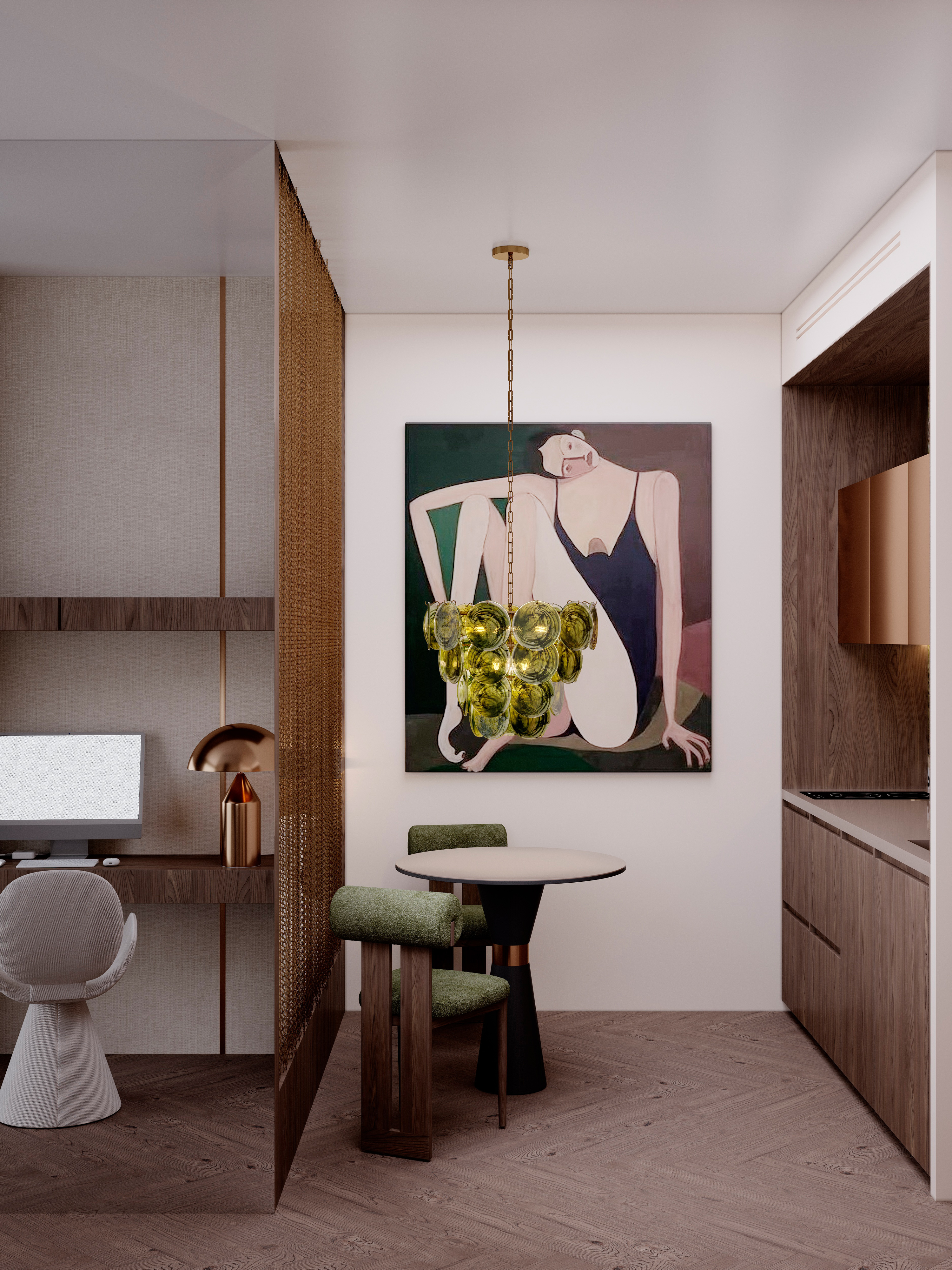 современный эклектичный минимализм с элементами mid-century modern и quiet luxury.