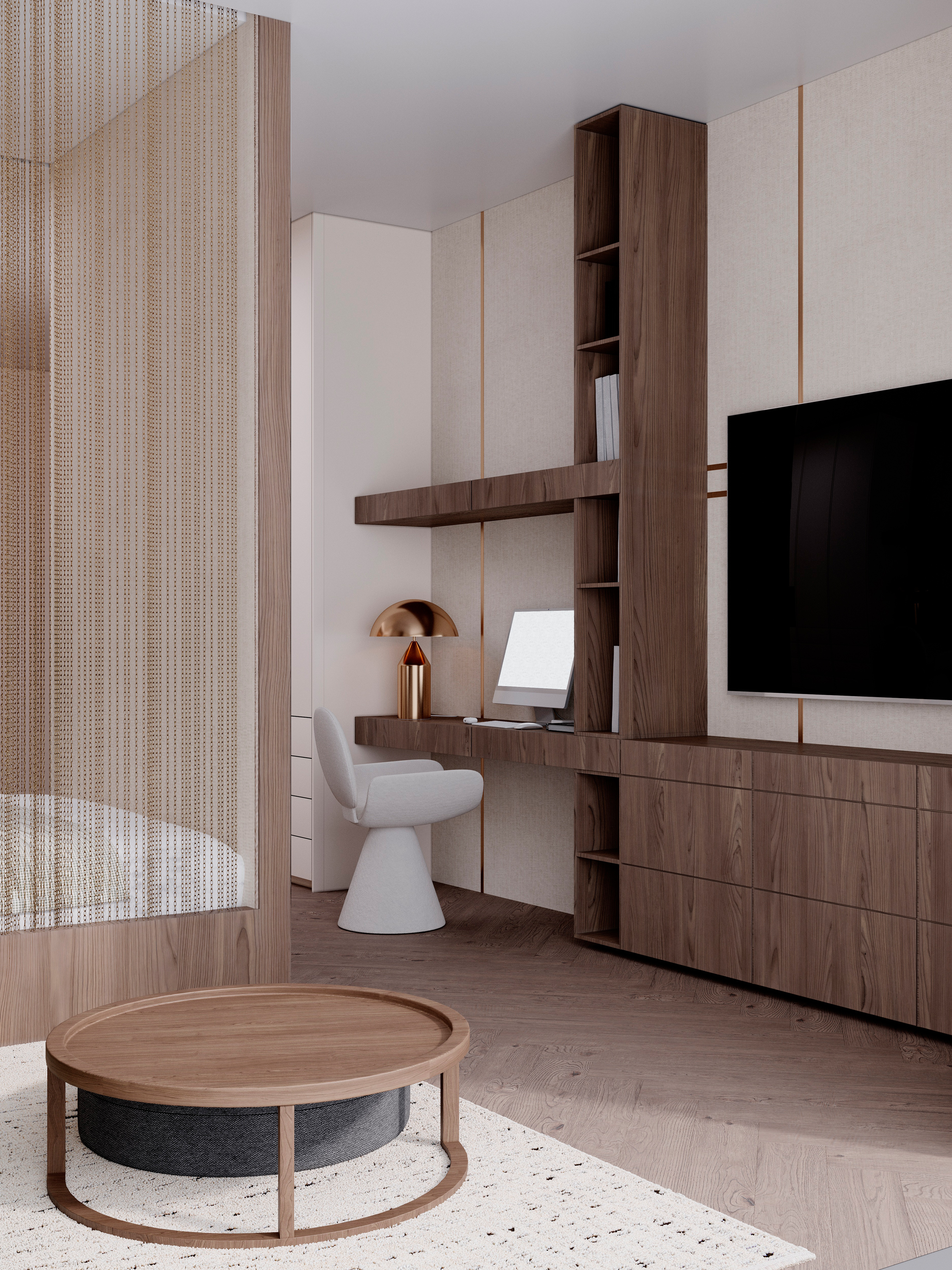 современный эклектичный минимализм с элементами mid-century modern и quiet luxury.