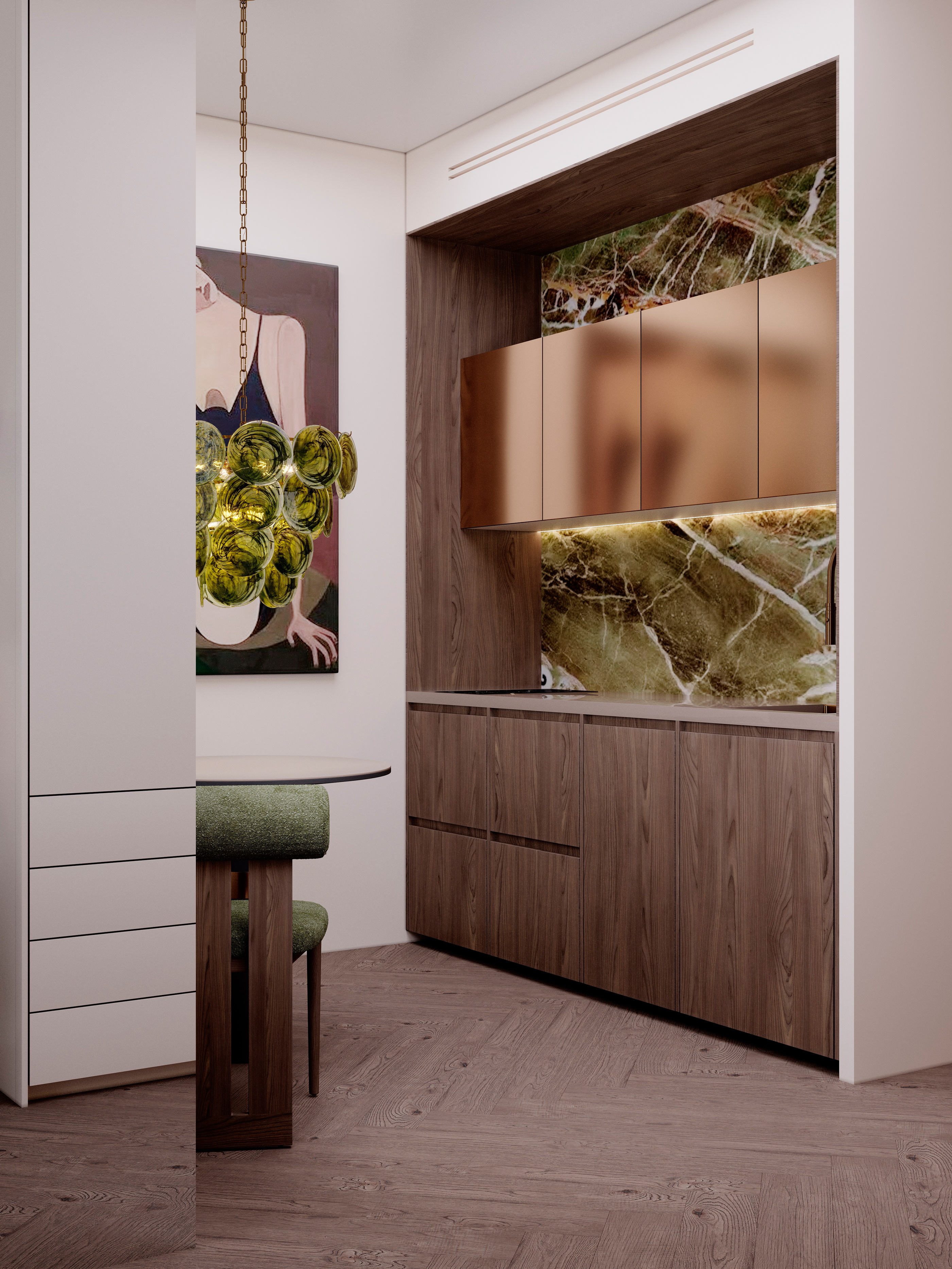 современный эклектичный минимализм с элементами mid-century modern и quiet luxury.