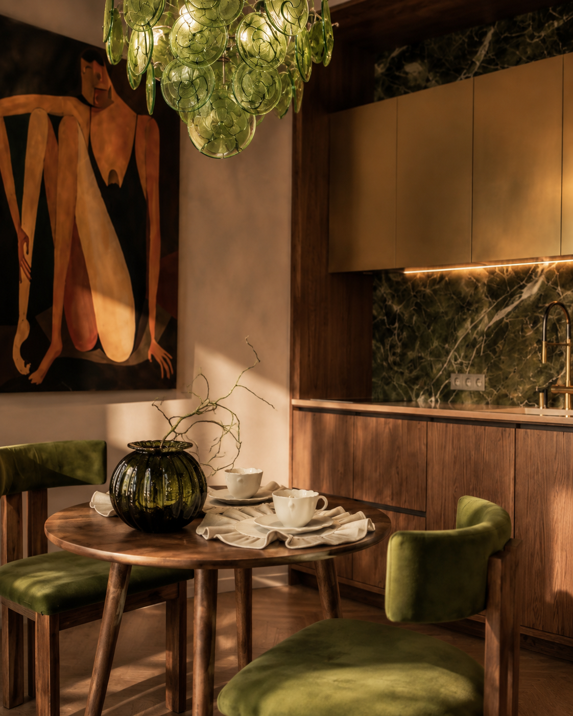 современный эклектичный минимализм с элементами mid-century modern и quiet luxury.
