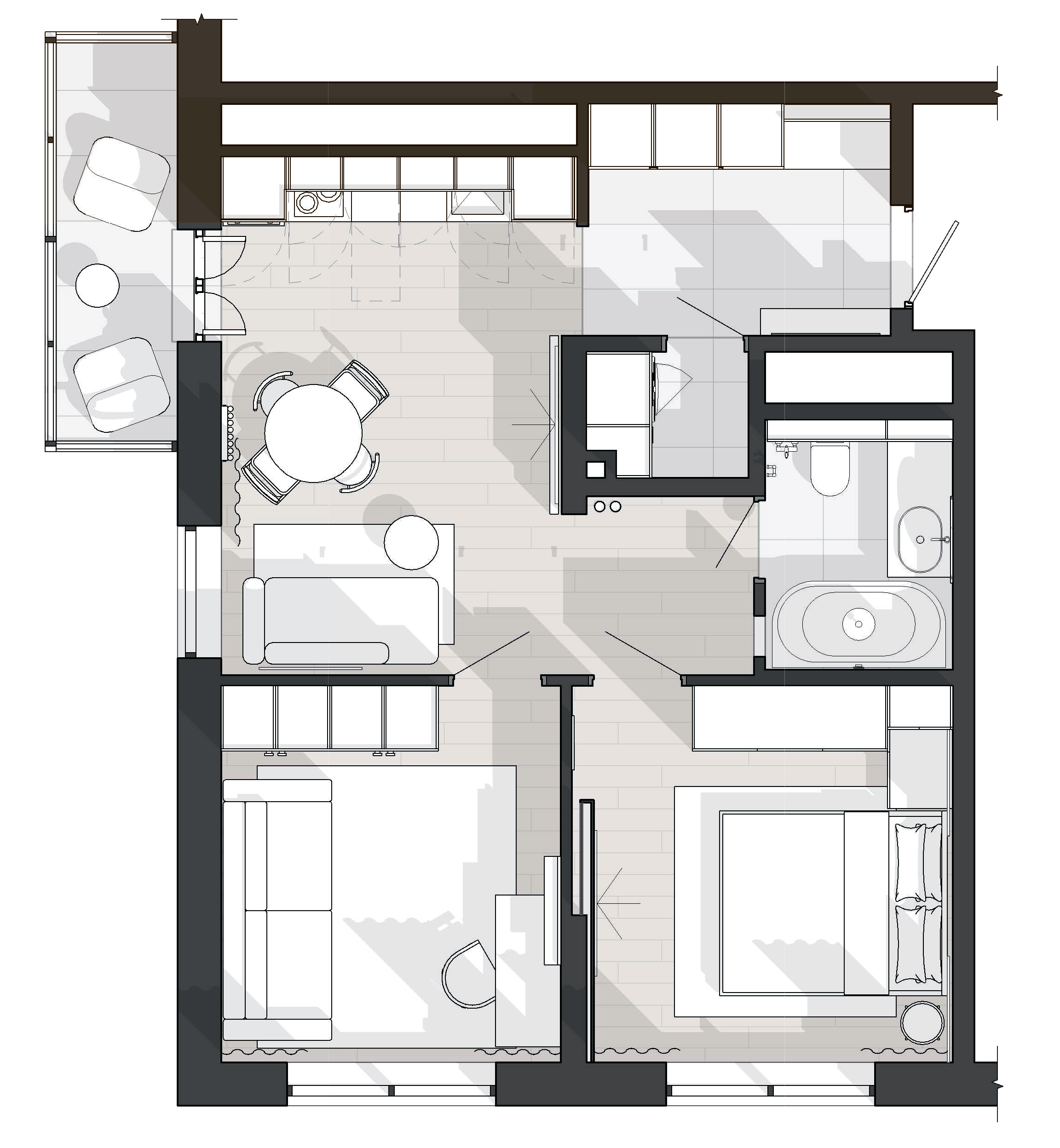 Grott Apartment - тёмный интерьер для яркой жизни