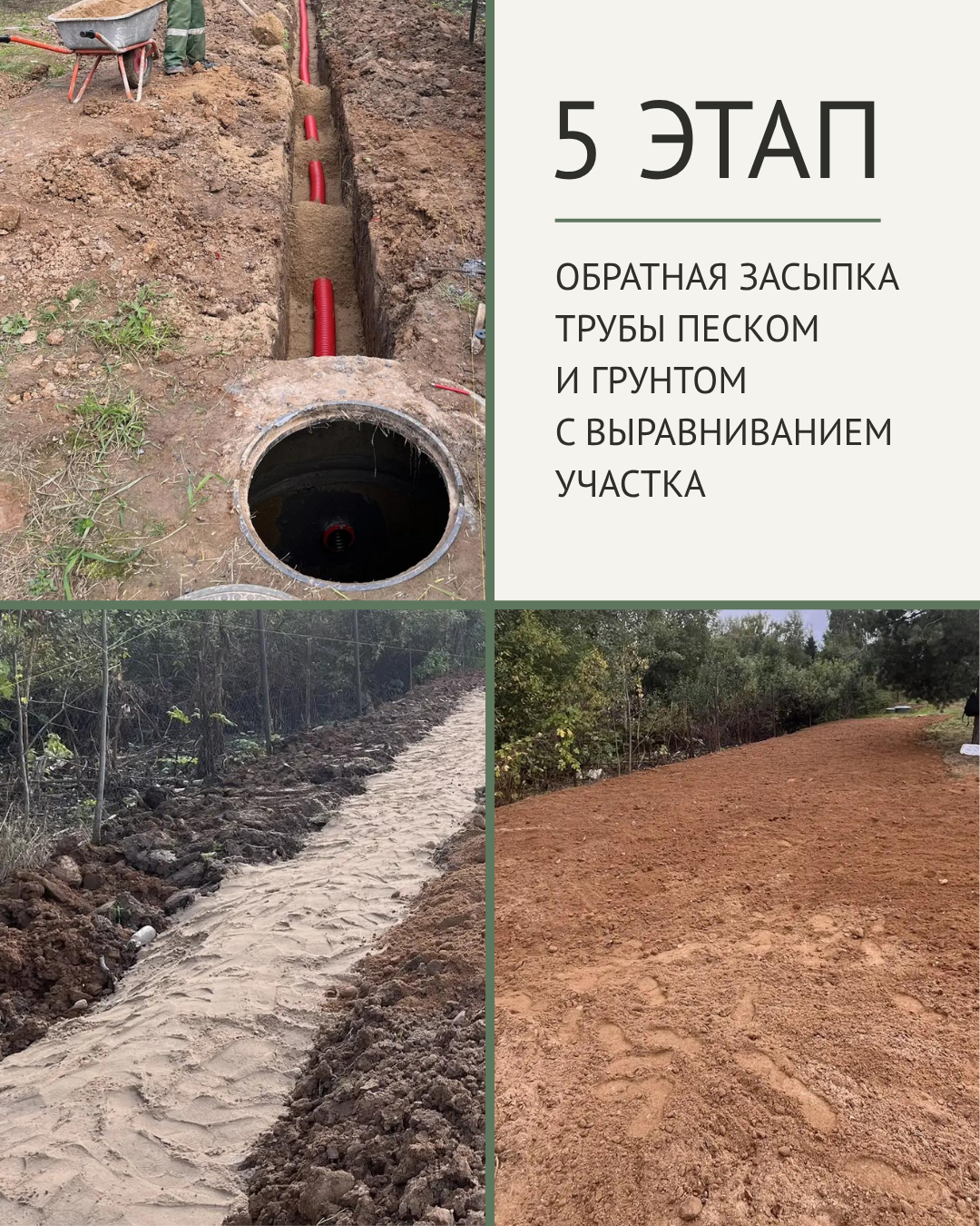 Инженерные работы по устройству самотечной линии водоотведения от поглощающего колодца до водоотводной канавы