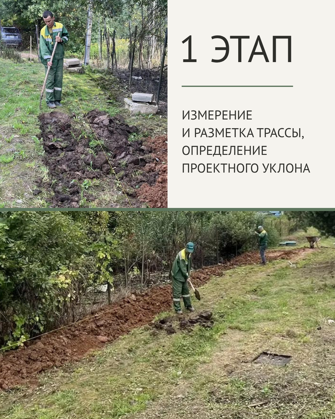 Инженерные работы по устройству самотечной линии водоотведения от поглощающего колодца до водоотводной канавы