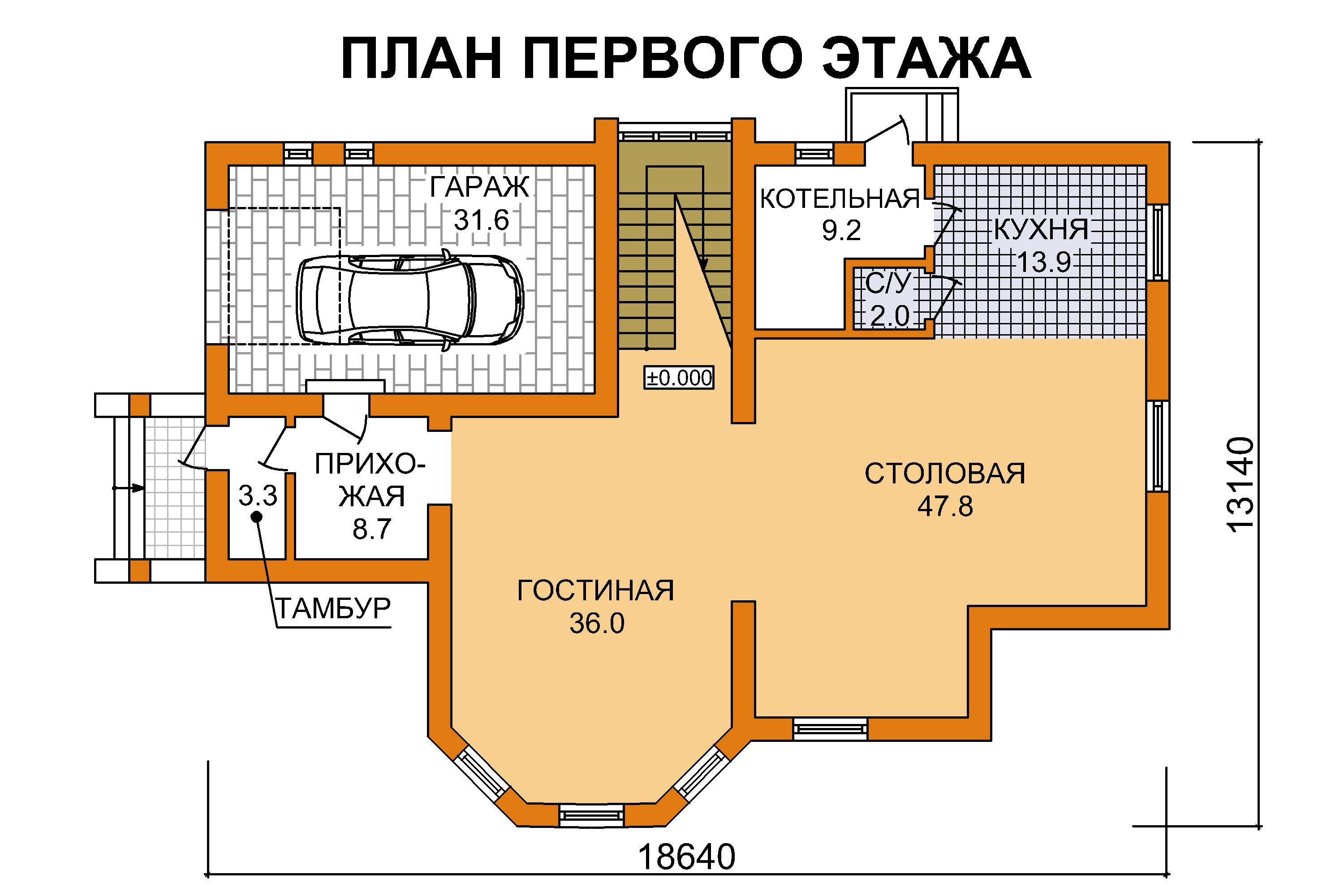 Проект современного загородного дома с беседкой на крыше, гаражом и огромным балконом