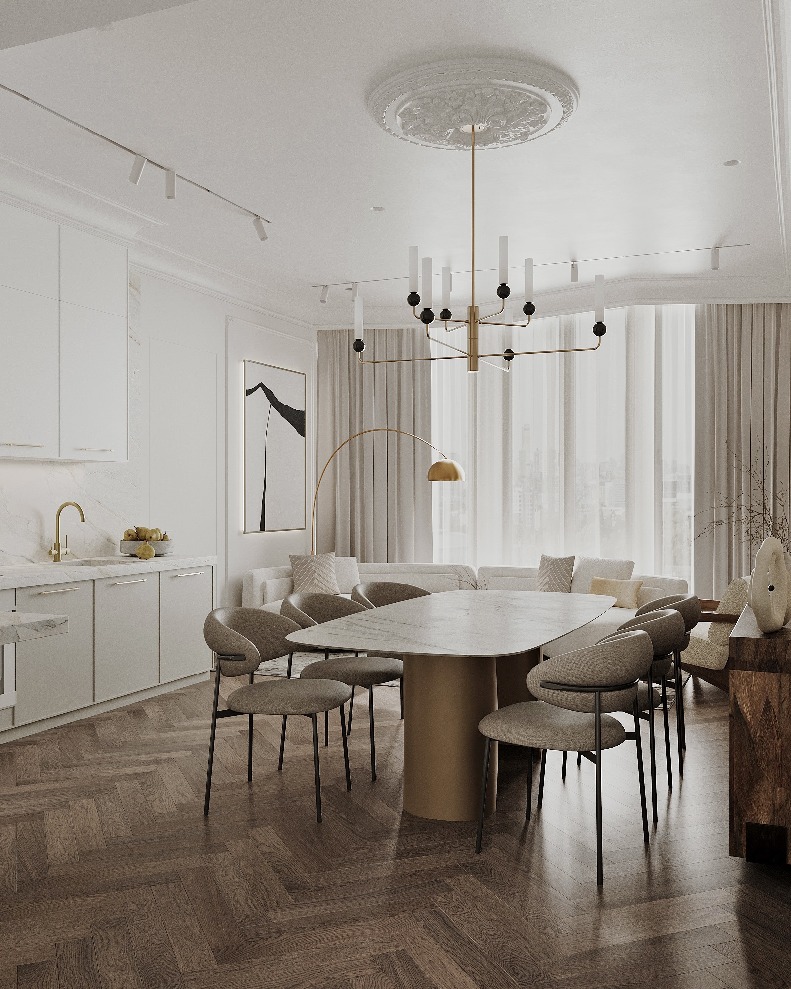 Квартира 108 м² в классическом стиле в ЖК "Береговой-2"