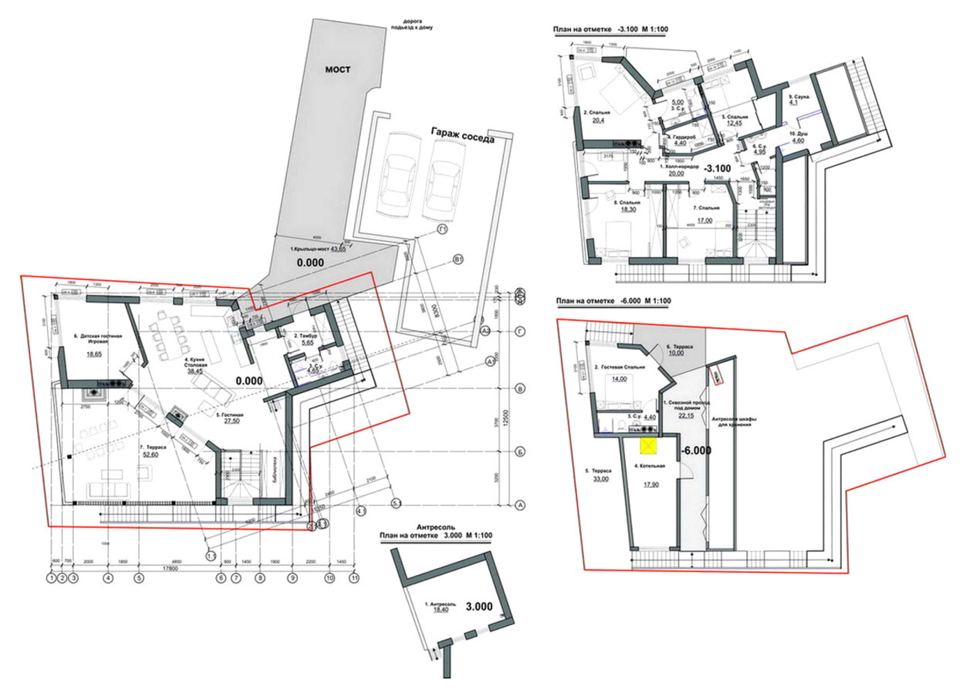 Загородный дом на склоне в Ромашково