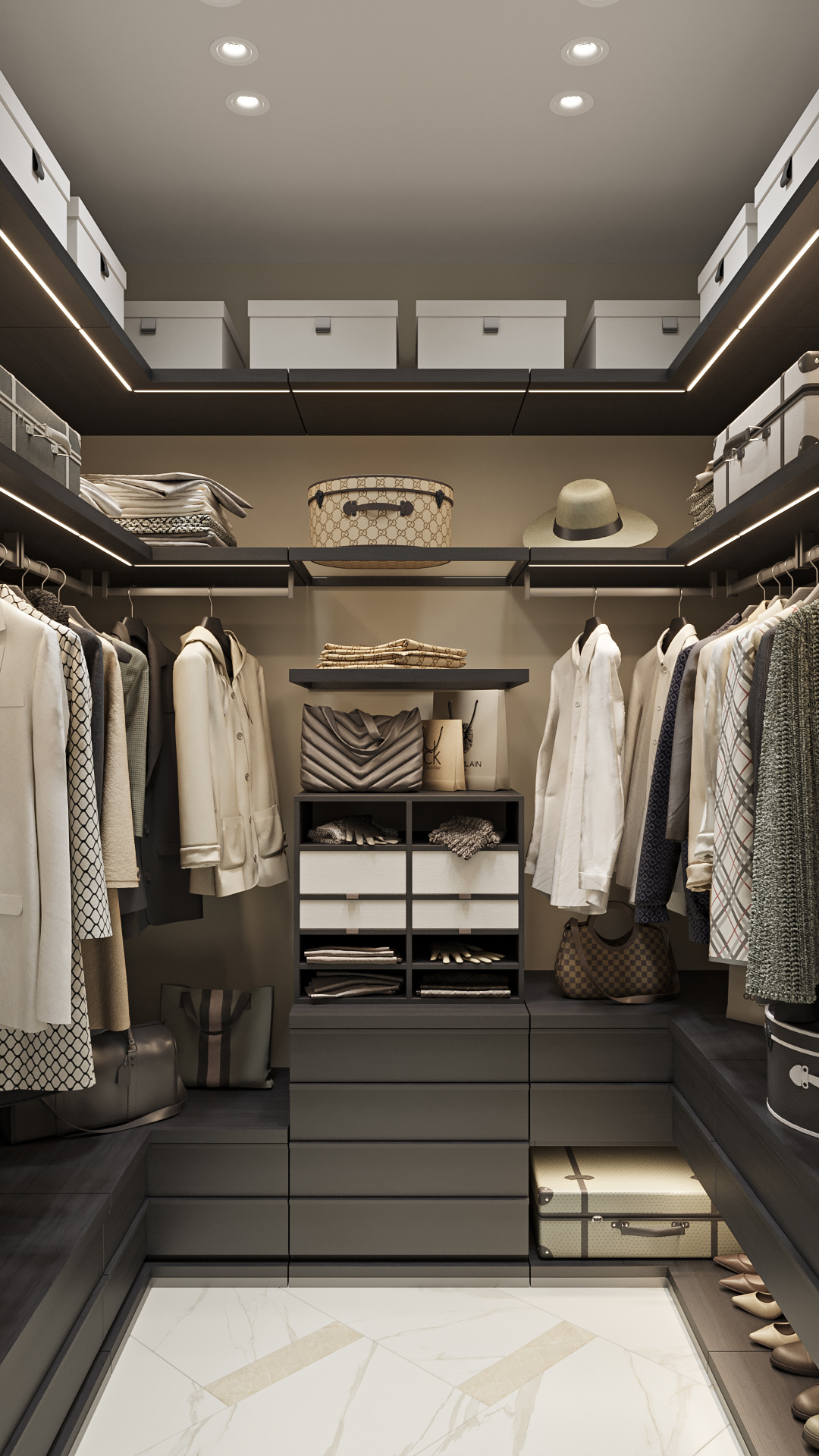 П-образная гардеробная