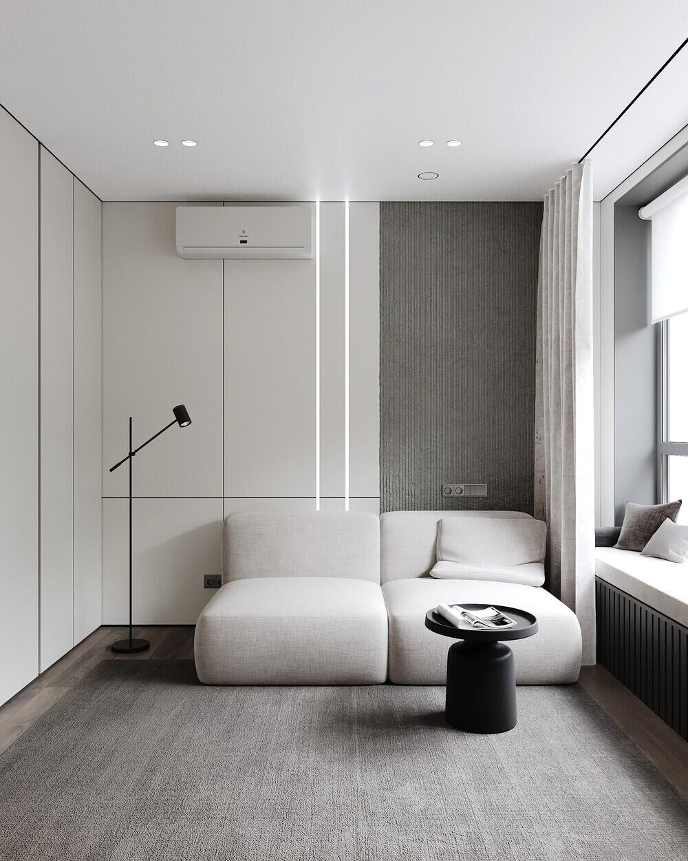 Дизайн интерьера квартиры в ЖК «Omega House (Омега Хаус)» в стиле монохромный минимализм