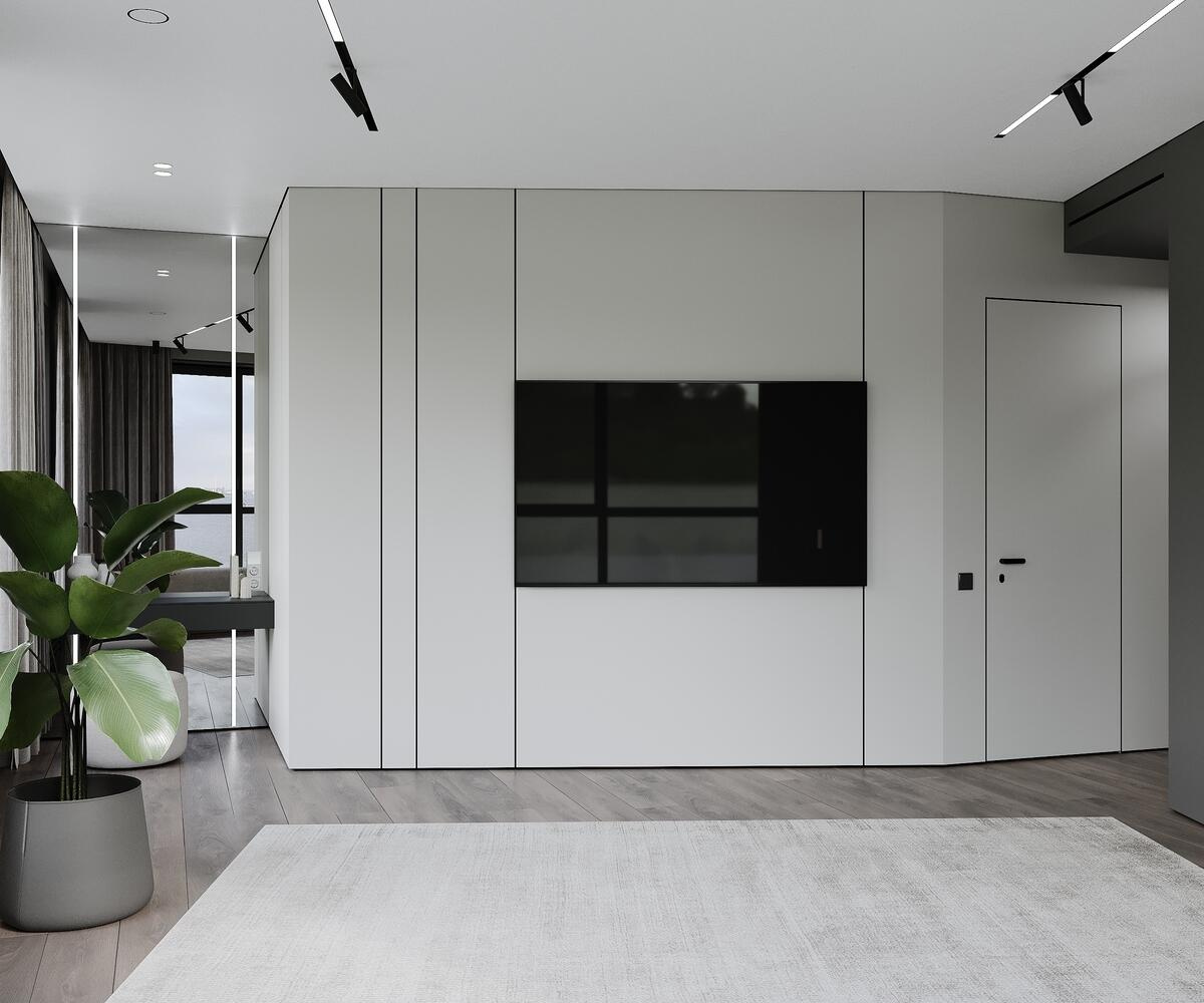 Дизайн интерьера квартиры в ЖК «Omega House (Омега Хаус)» в стиле монохромный минимализм