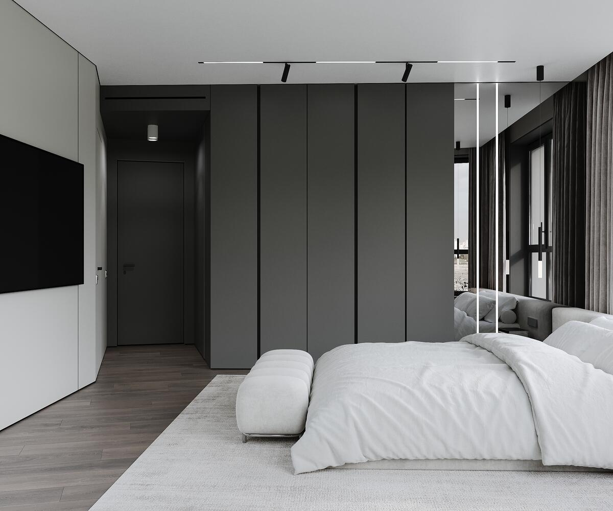 Дизайн интерьера квартиры в ЖК «Omega House (Омега Хаус)» в стиле монохромный минимализм