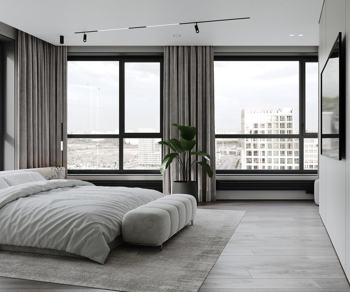 Дизайн интерьера квартиры в ЖК «Omega House (Омега Хаус)» в стиле монохромный минимализм