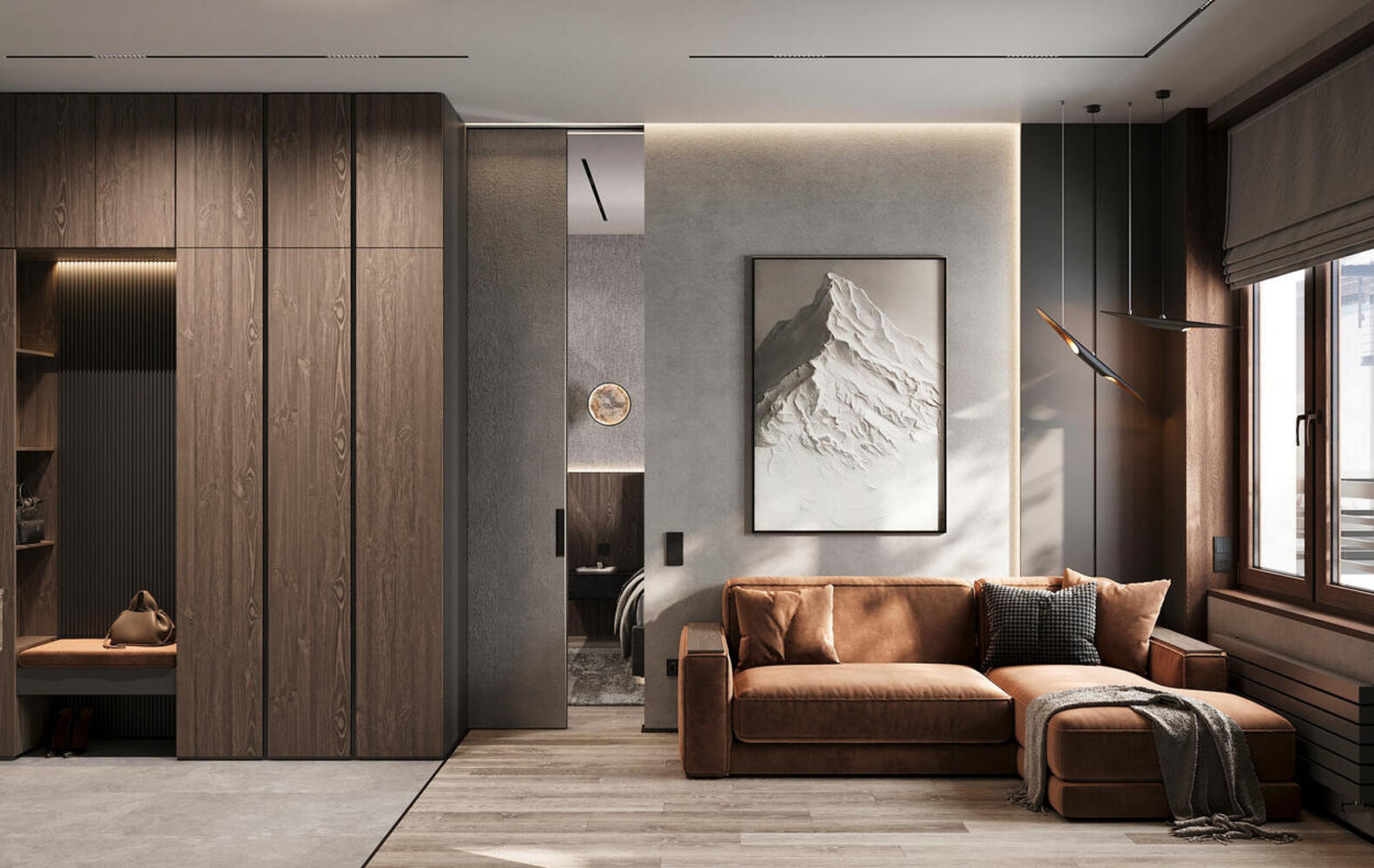 Обложка проекта: Дизайн-проект квартиры в ЖК «Тайм Сквер» в стиле современный минимализм