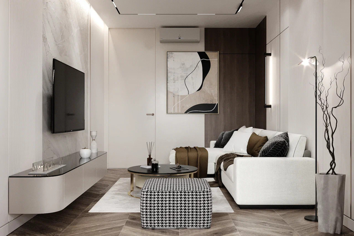 Обложка проекта: Дизайн-проект квартиры в ЖК «Витебский парк» в современном стиле с элементами минимализма