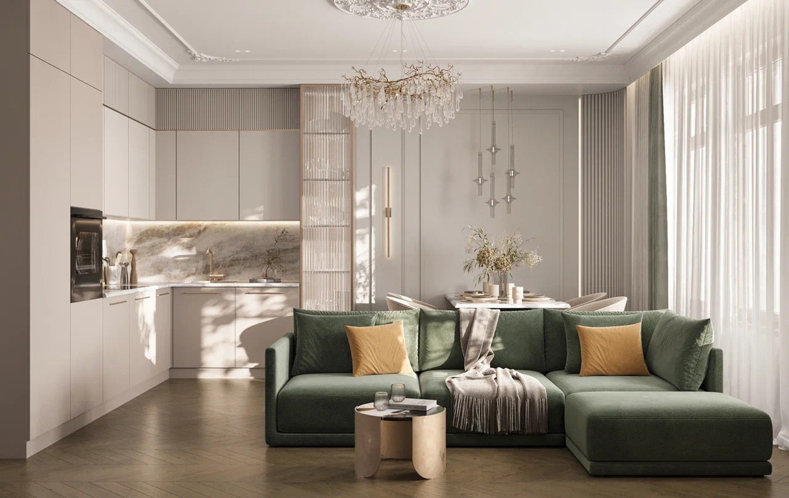 Обложка проекта: Дизайн-проект квартиры в ЖК «Шведская Крона» в неоклассическом стиле