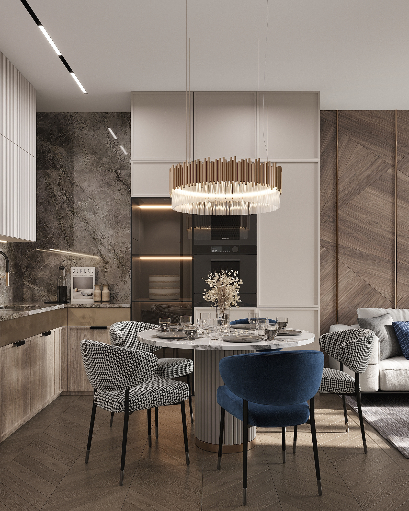 Дизайн-проект квартиры в ЖК «Событие» в современном стиле с элементами ар-деко