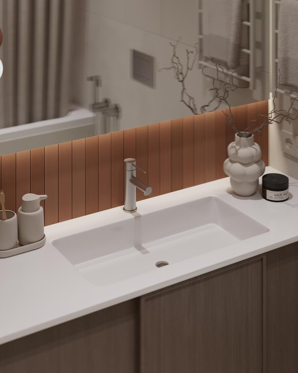 Дизайн интерьера в ЖК «Лермонтовский 54» в стиле джапанди