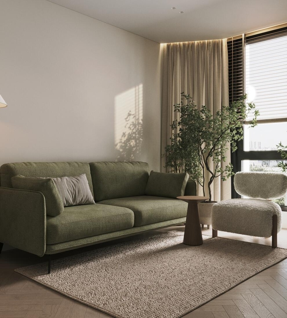 Дизайн интерьера в ЖК «Лермонтовский 54» в стиле джапанди