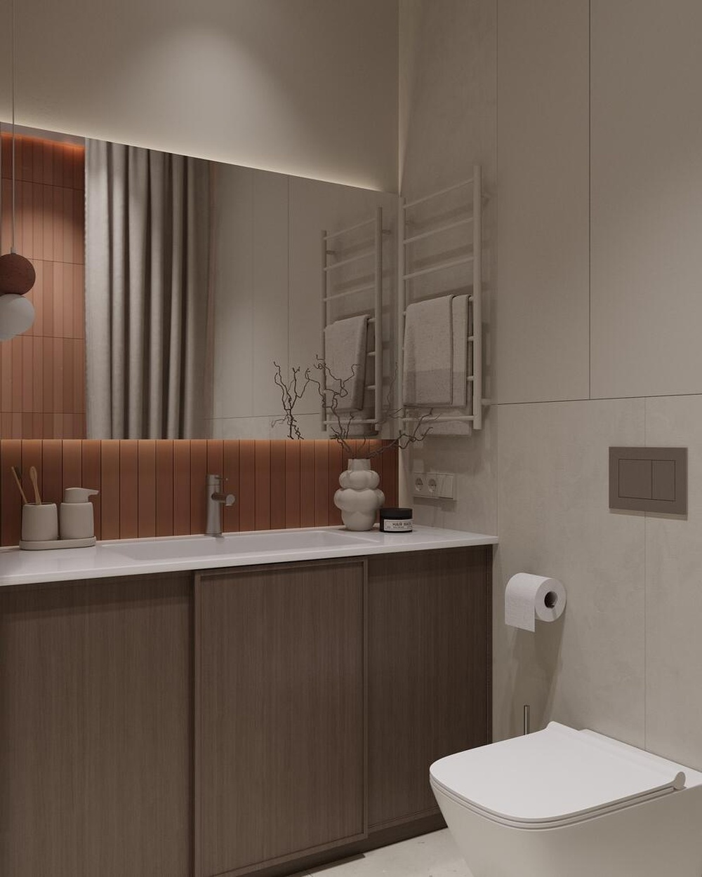 Дизайн интерьера в ЖК «Лермонтовский 54» в стиле джапанди