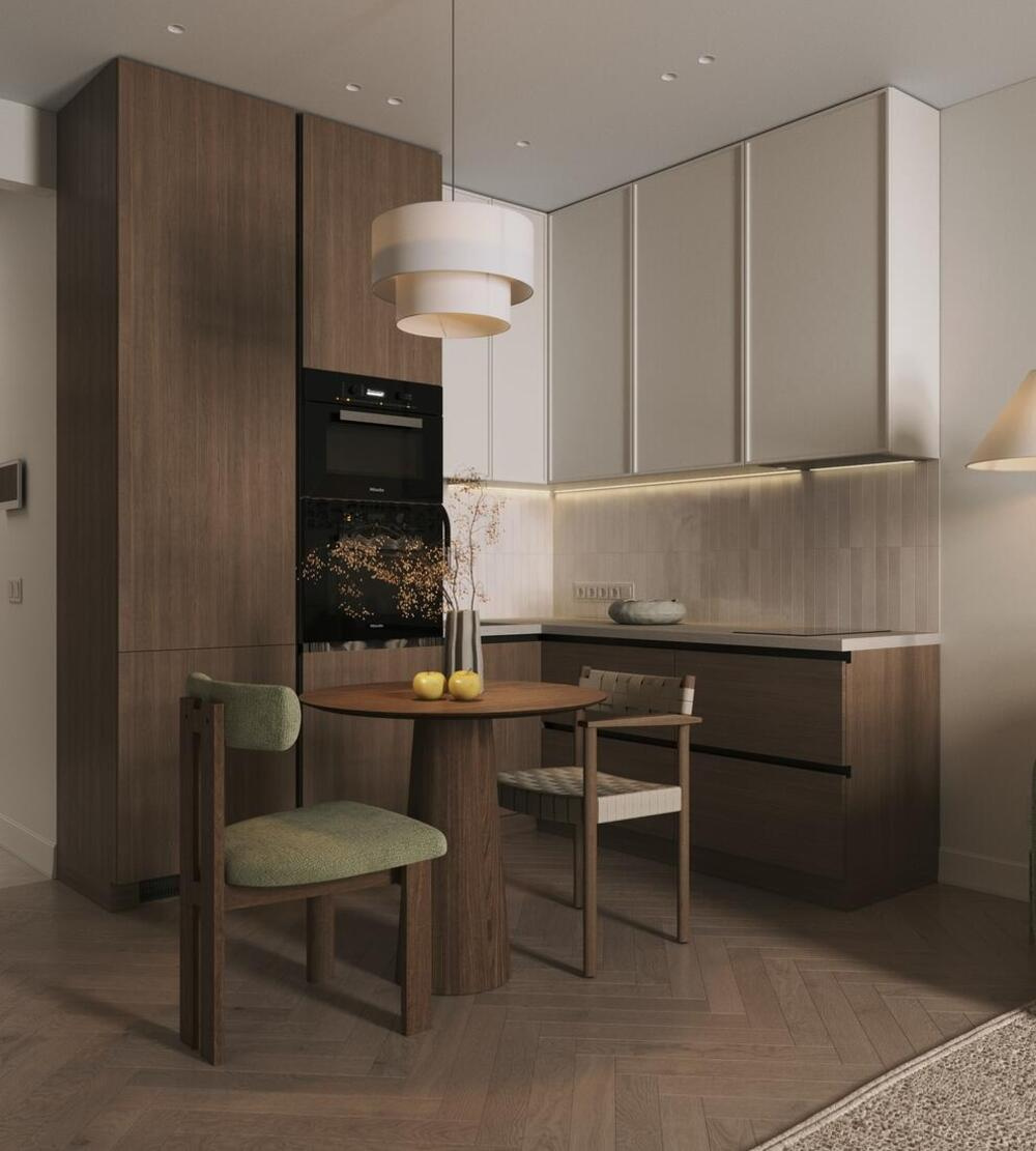 Дизайн интерьера в ЖК «Лермонтовский 54» в стиле джапанди