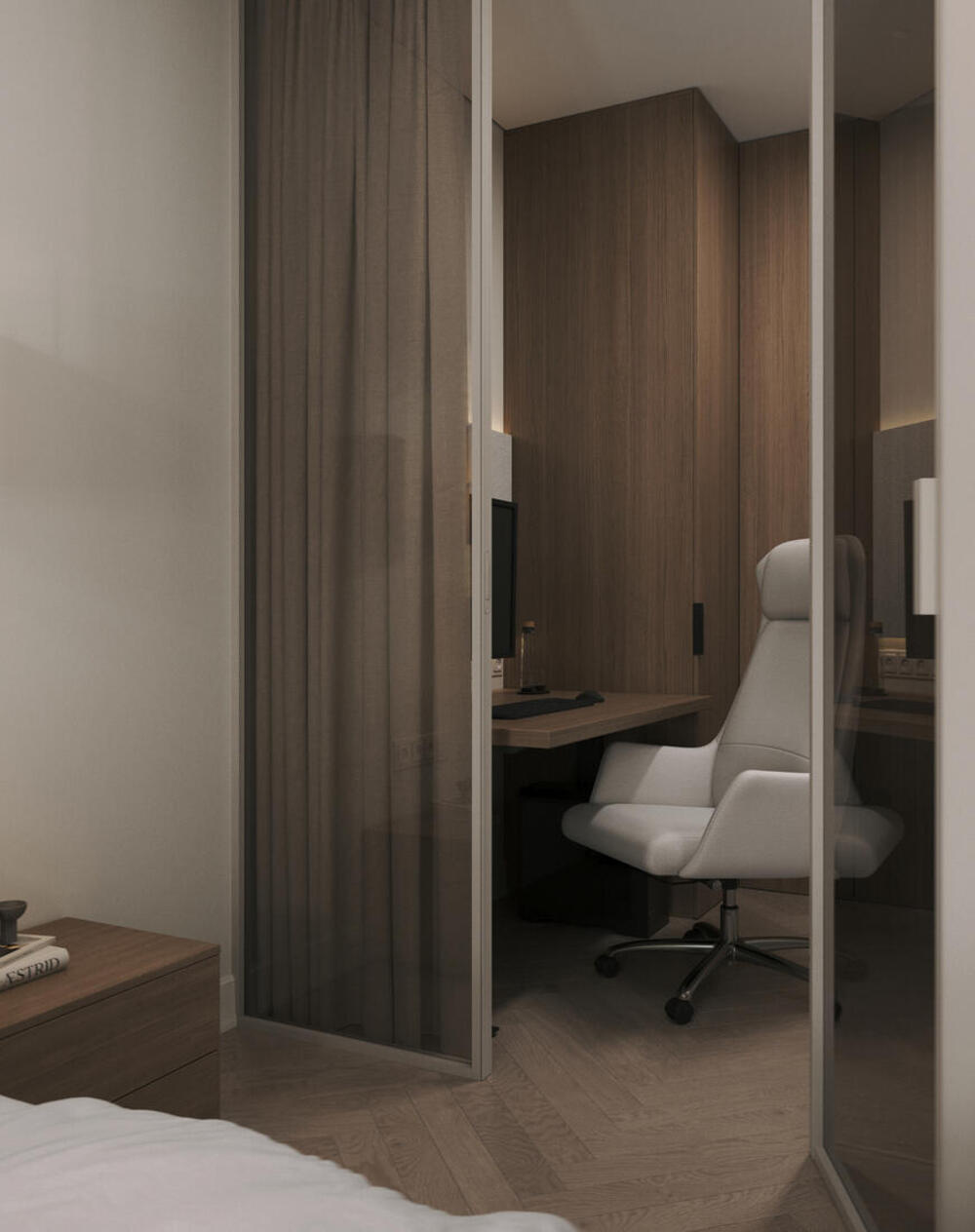 Дизайн интерьера в ЖК «Лермонтовский 54» в стиле джапанди