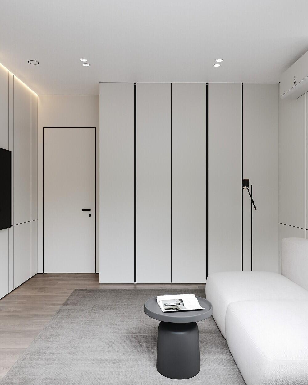 Дизайн-проект квартиры в ЖК «Квартал бизнес-класса Б15» в стиле монохромный минимализм