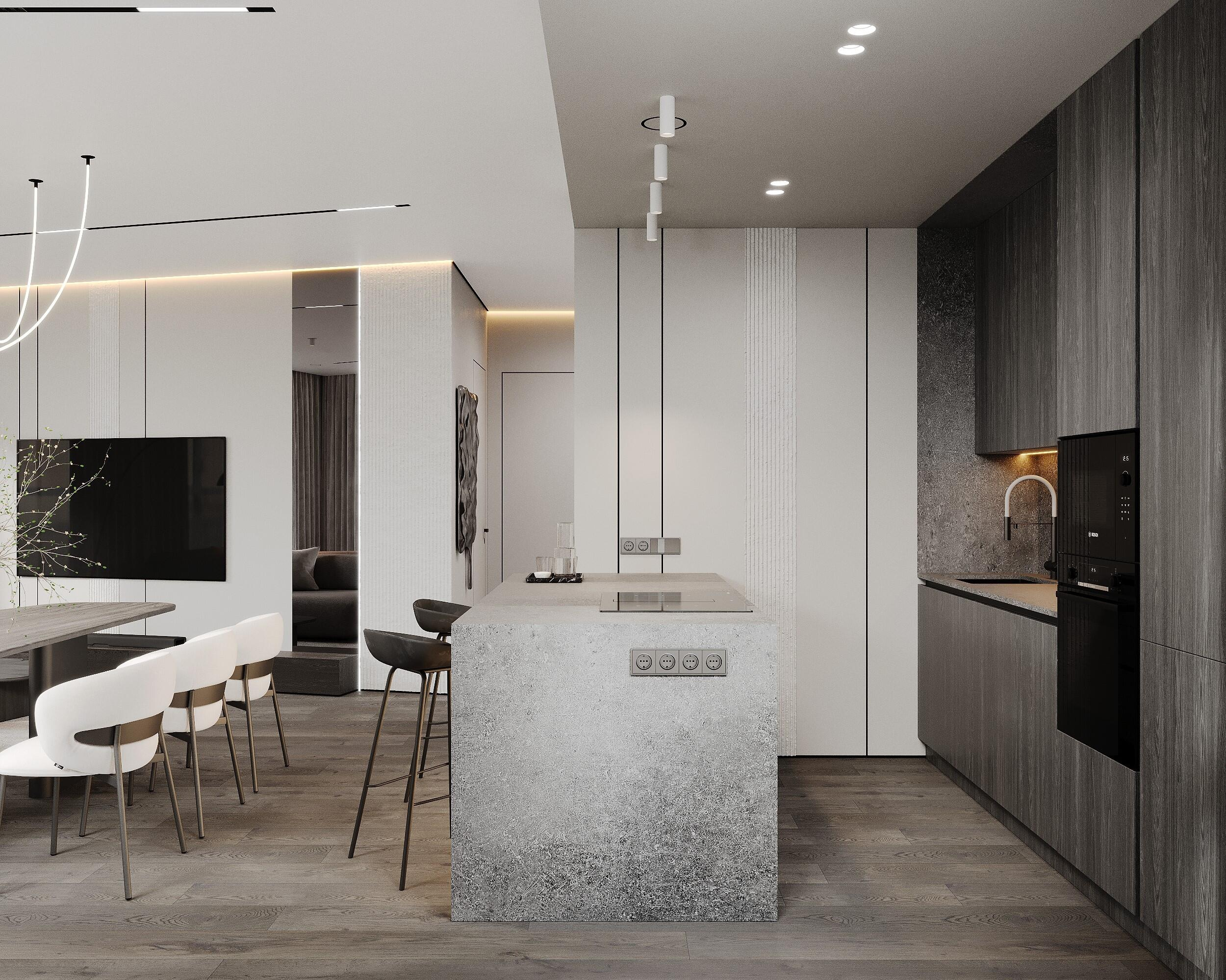 Дизайн-проект квартиры в ЖК «Квартал бизнес-класса Б15» в стиле монохромный минимализм