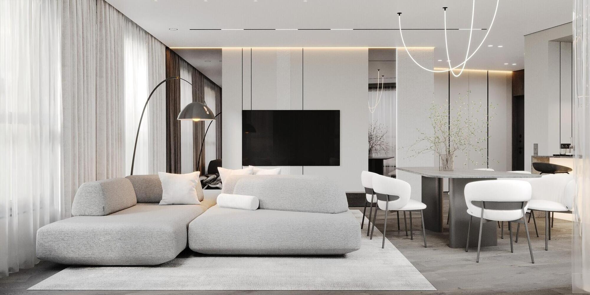 Дизайн-проект квартиры в ЖК «Квартал бизнес-класса Б15» в стиле монохромный минимализм