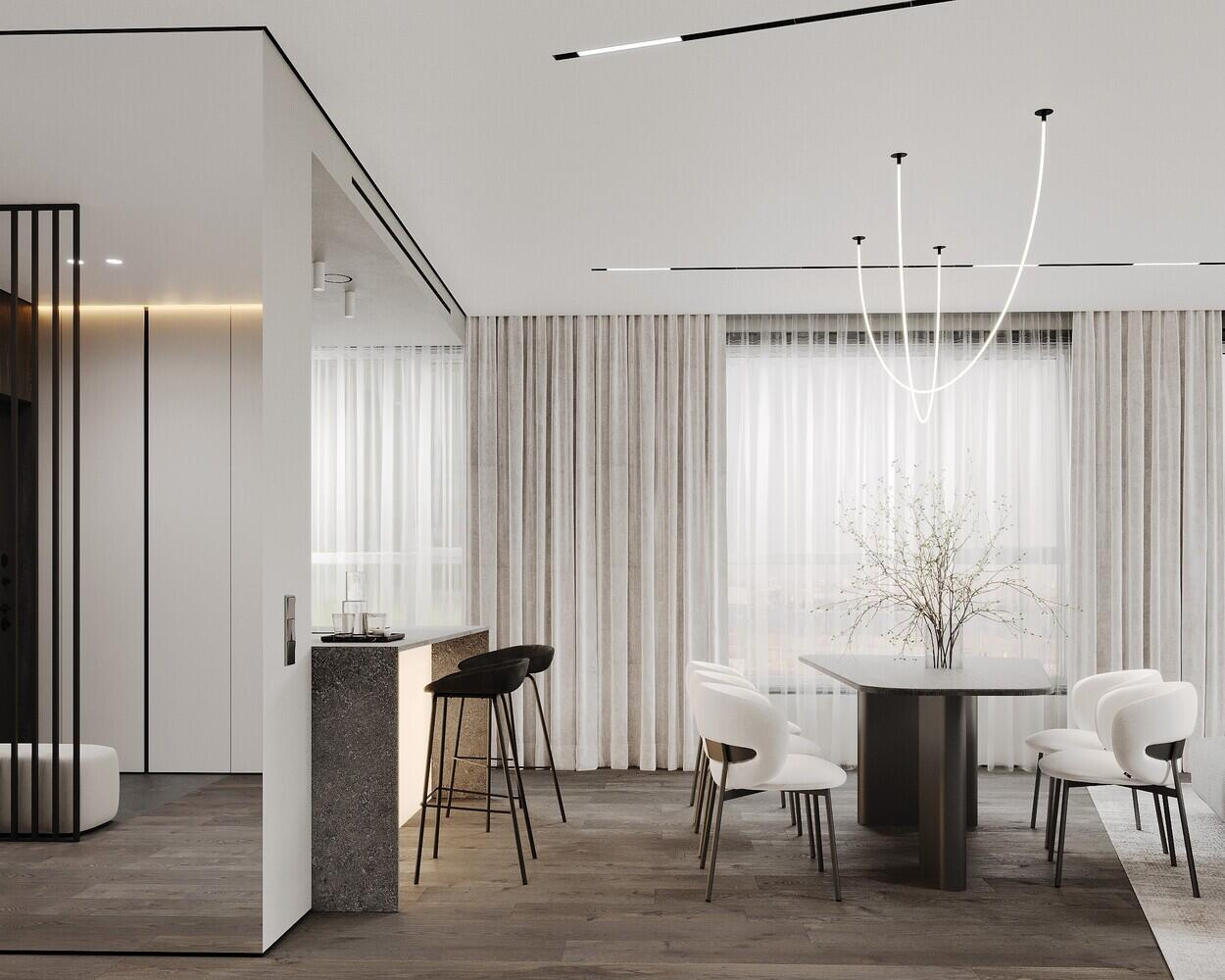 Дизайн-проект квартиры в ЖК «Квартал бизнес-класса Б15» в стиле монохромный минимализм