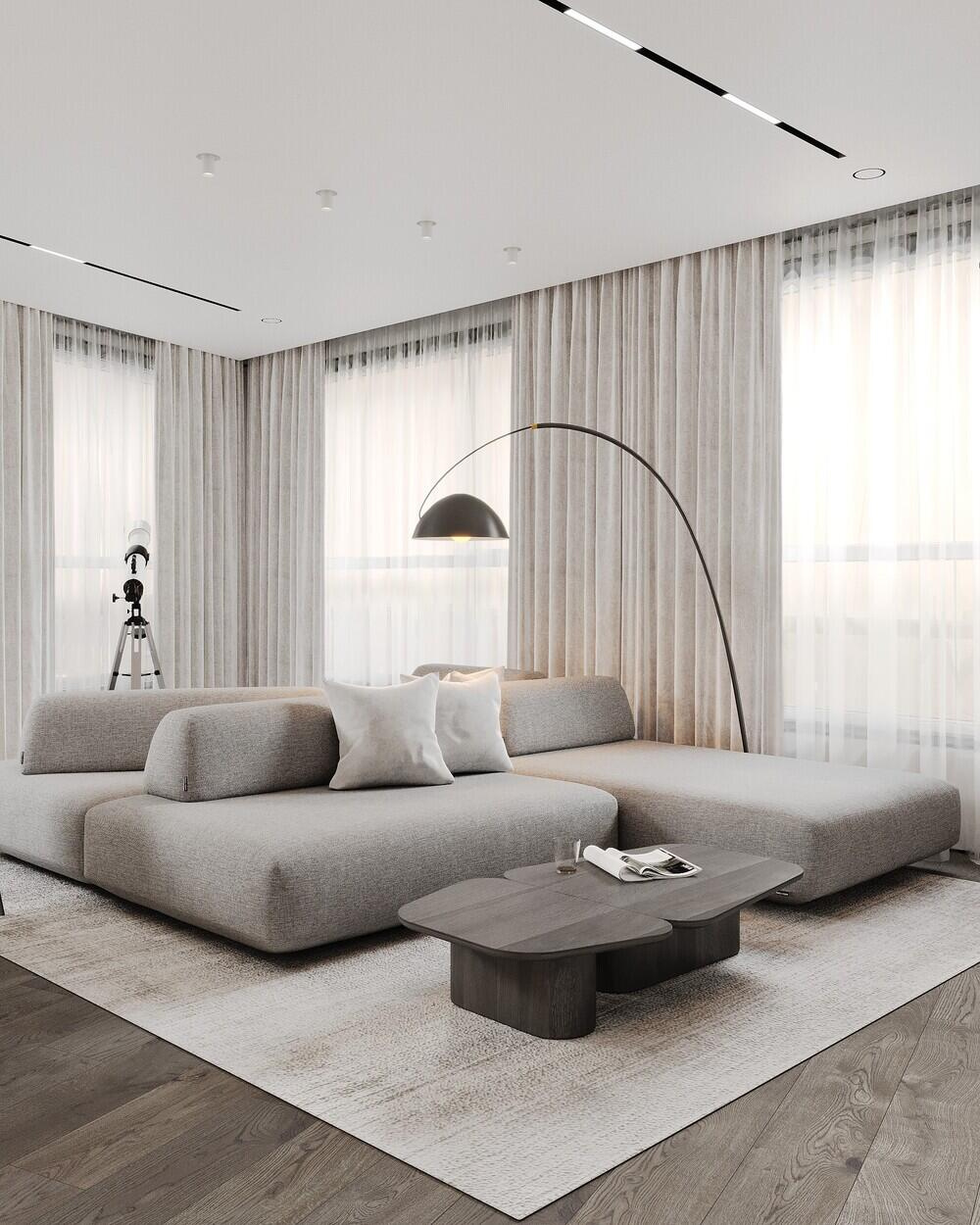 Дизайн-проект квартиры в ЖК «Квартал бизнес-класса Б15» в стиле монохромный минимализм