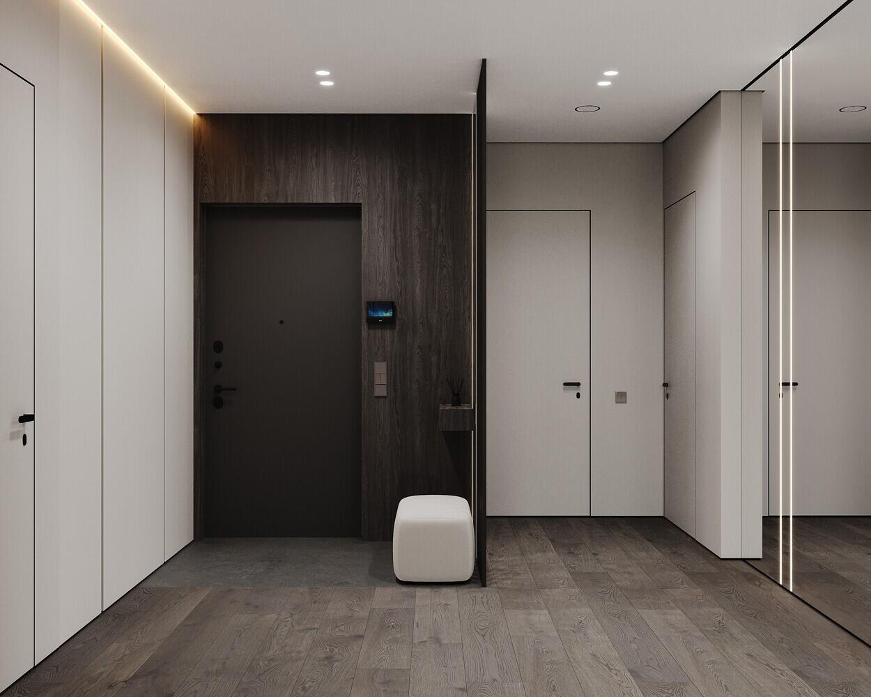 Дизайн-проект квартиры в ЖК «Квартал бизнес-класса Б15» в стиле монохромный минимализм