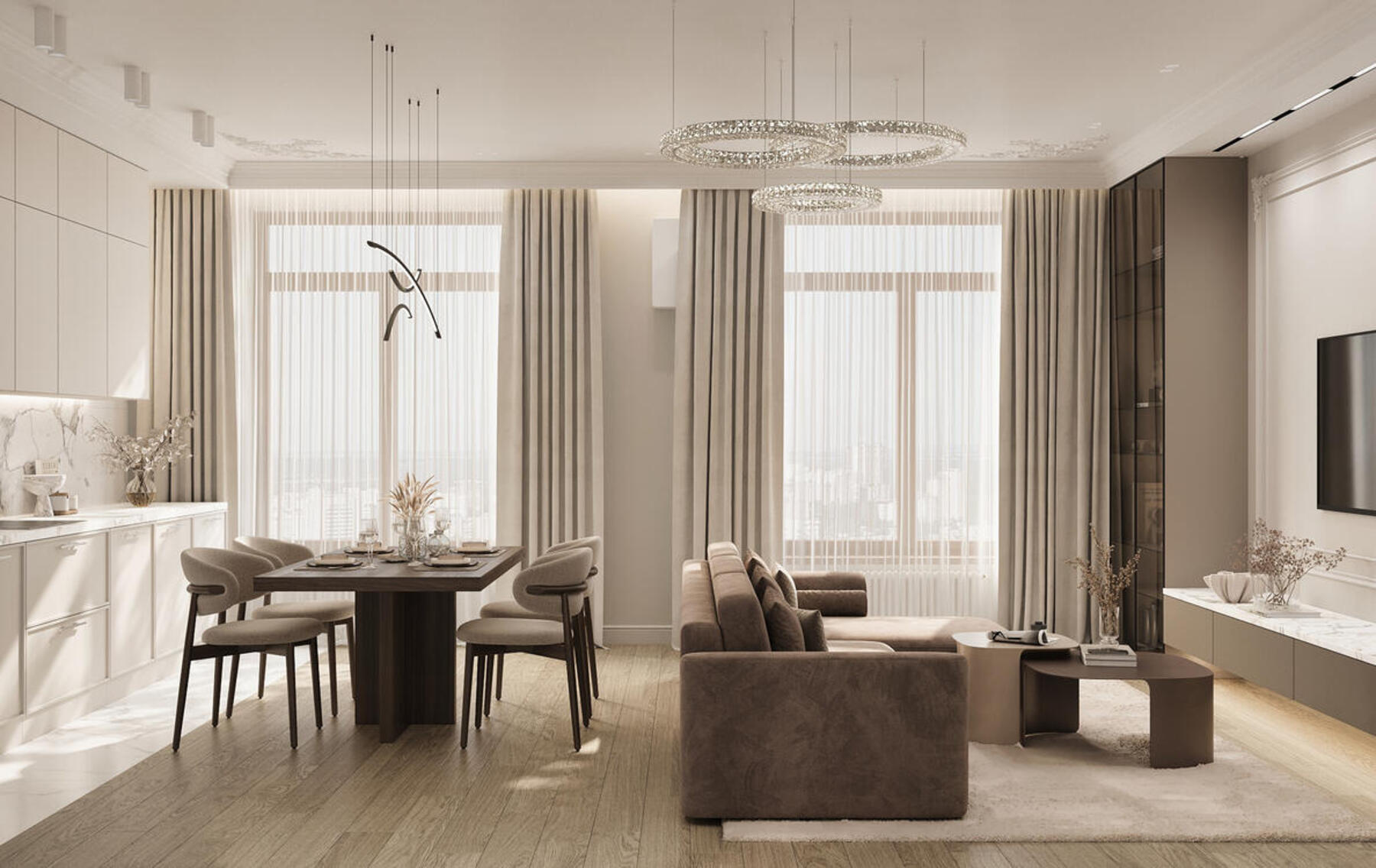 Дизайн интерьера квартиры в ЖК «Shagal» в стиле современная классика