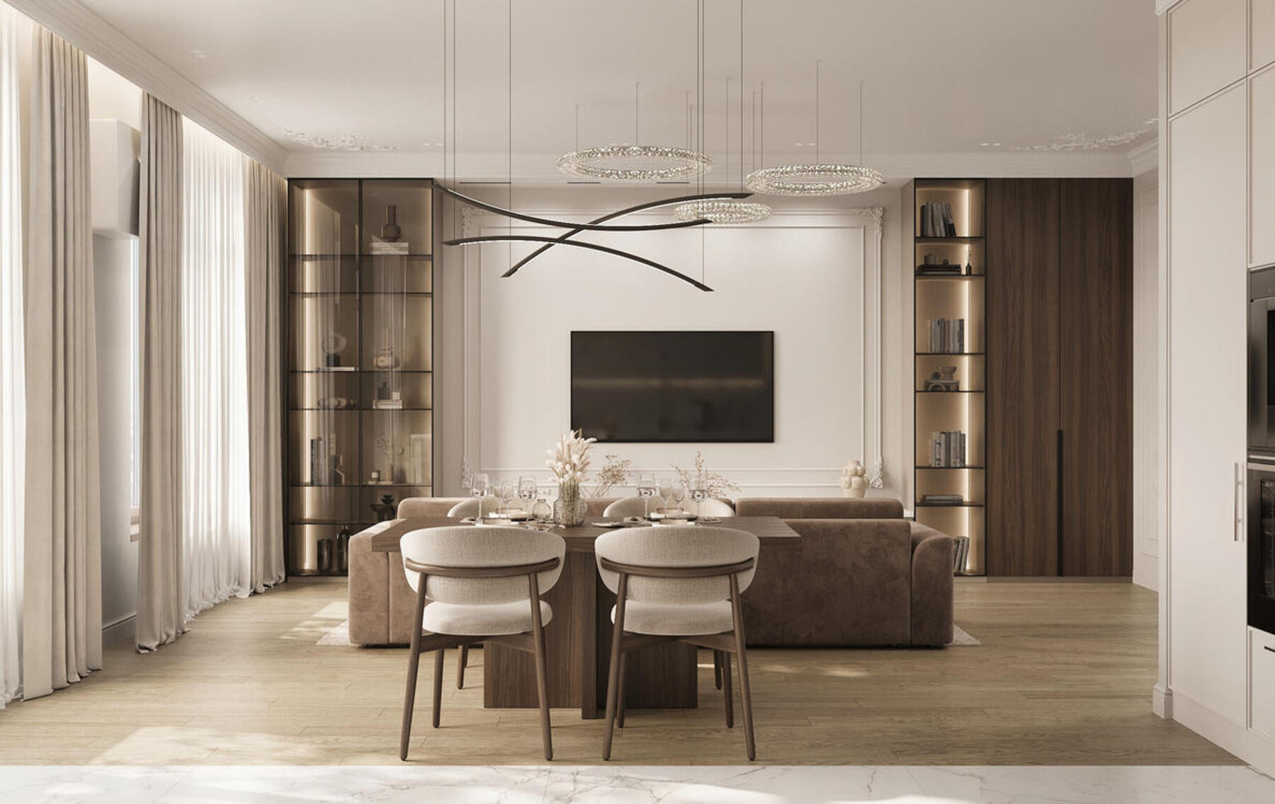 Дизайн интерьера квартиры в ЖК «Shagal» в стиле современная классика
