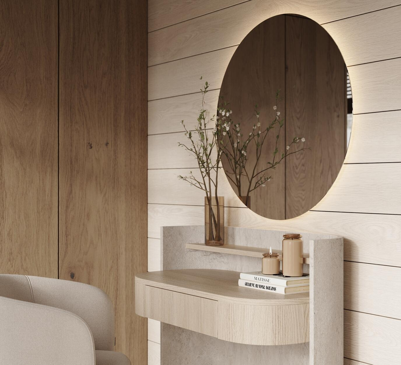 Дизайн интерьера дома в КП Образ Жизни «Лесная деревня» в стиле джапанди