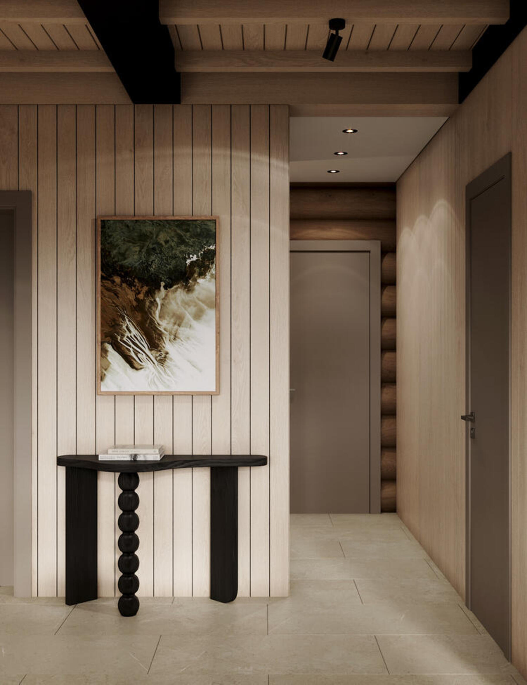 Дизайн интерьера дома в КП Образ Жизни «Лесная деревня» в стиле джапанди