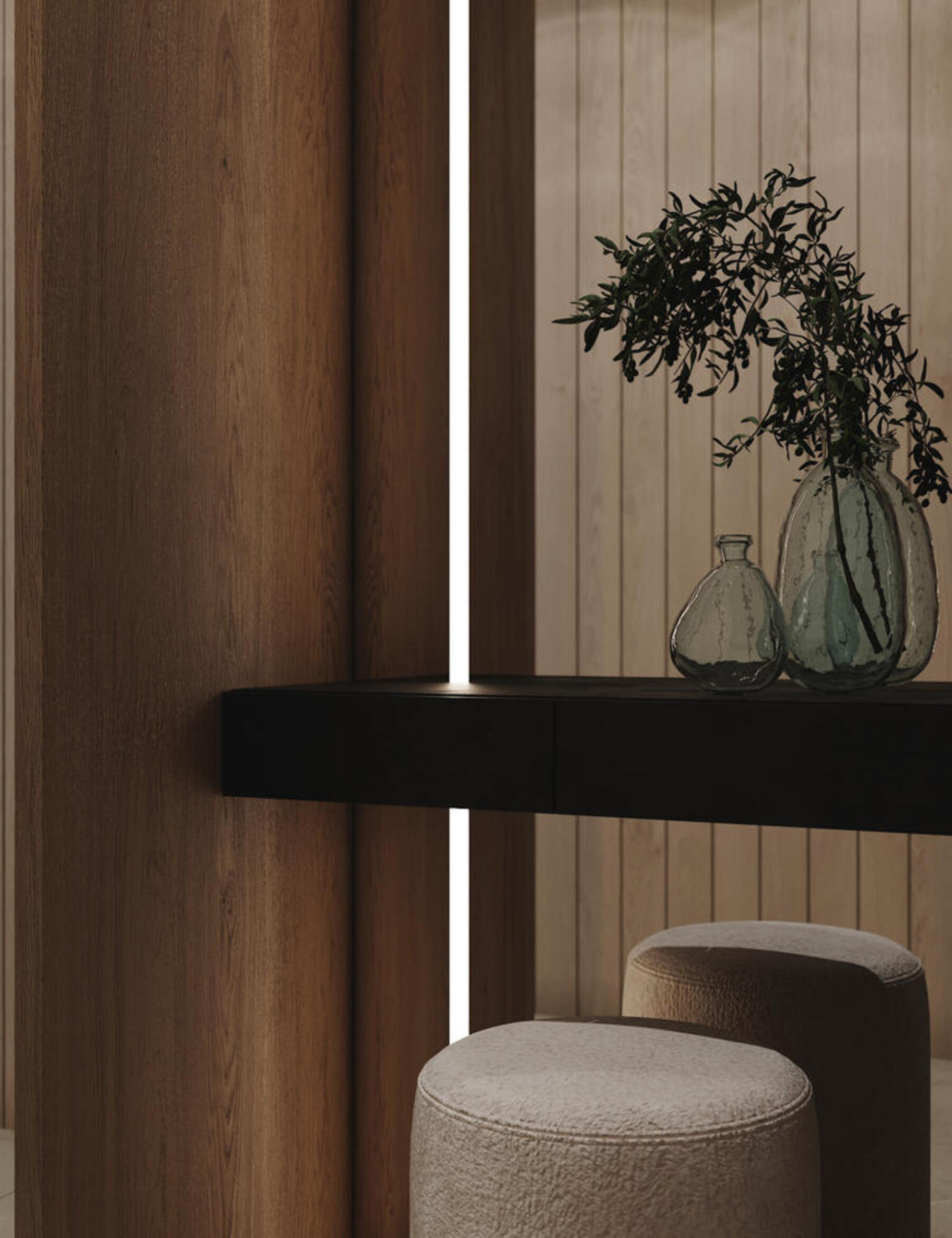 Дизайн интерьера дома в КП Образ Жизни «Лесная деревня» в стиле джапанди