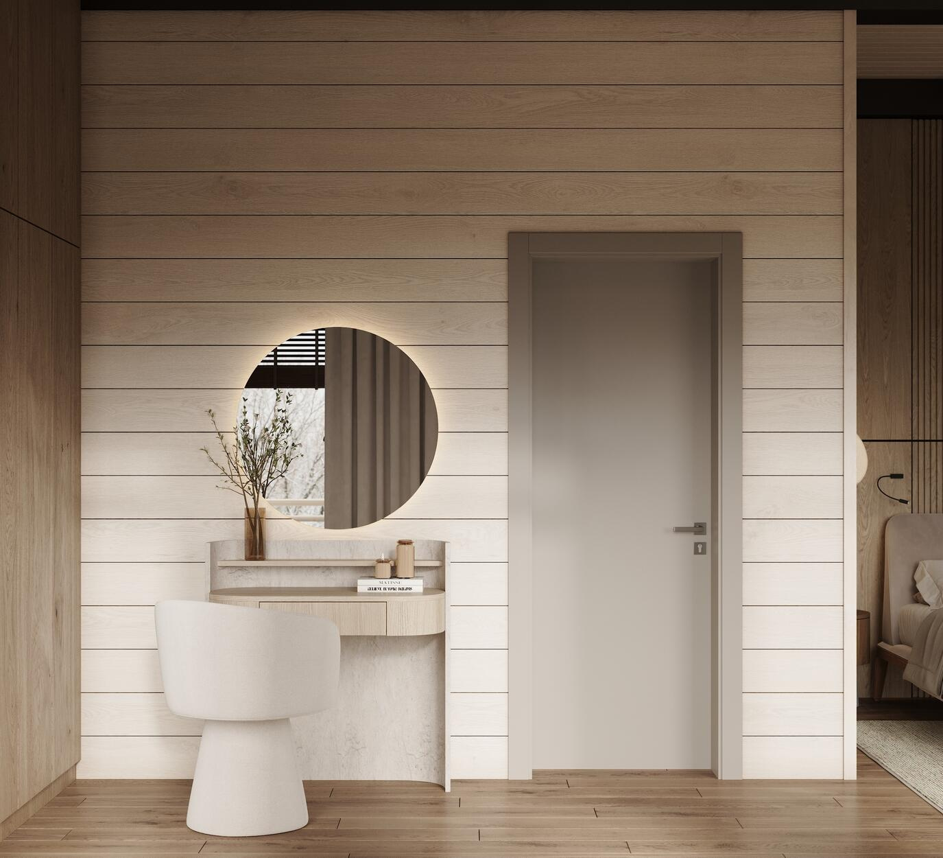 Дизайн интерьера дома в КП Образ Жизни «Лесная деревня» в стиле джапанди