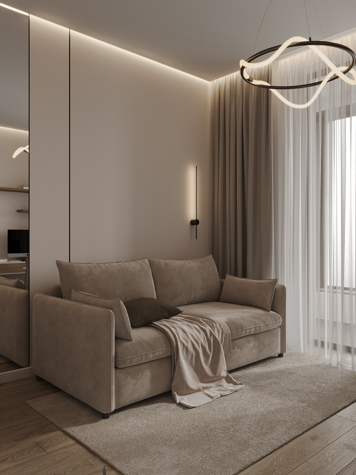 Дизайн интерьера квартиры в ЖК «ÁLIA (АЛИА)» в стиле джапанди